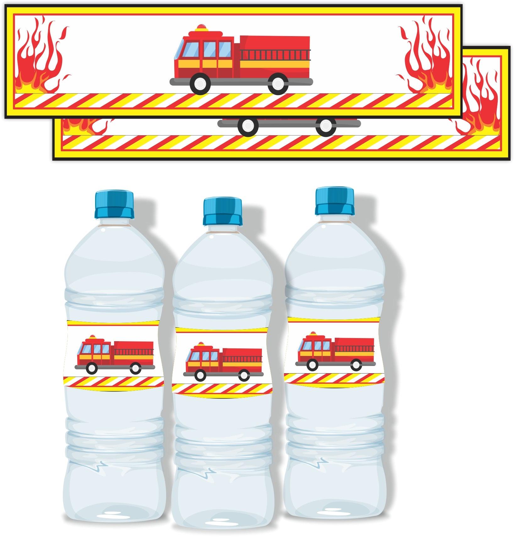 Fire Truck Bottle Labels THEME PARTIES Pretty UR Party