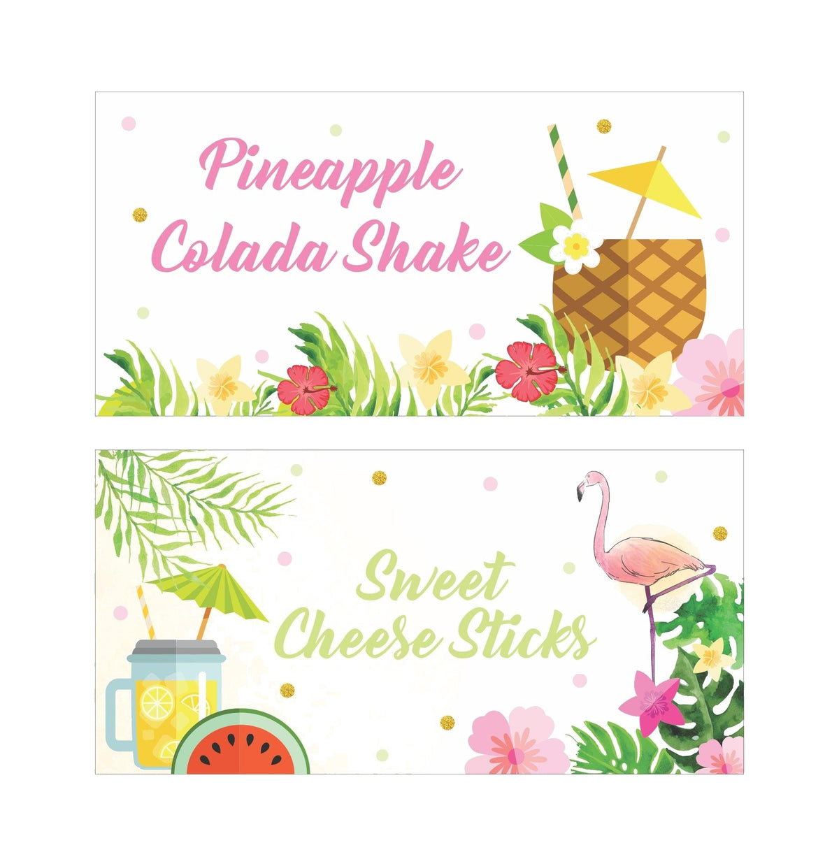 Flamingo Theme Food Labels / Buffet Table Cards