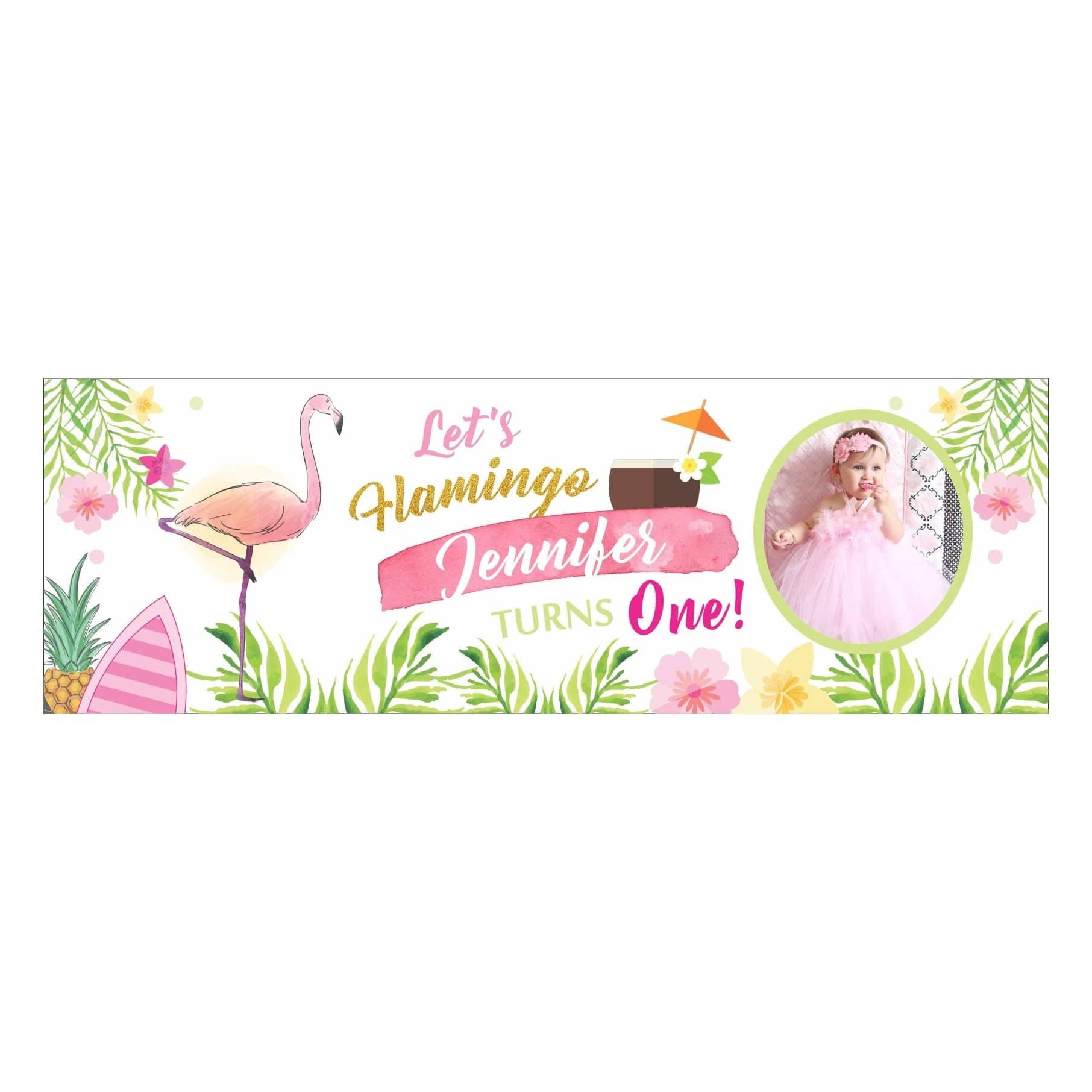 Personalized Flamingo Theme Banner 30in ALL PARTY SUPPLIES Pretty UR Party