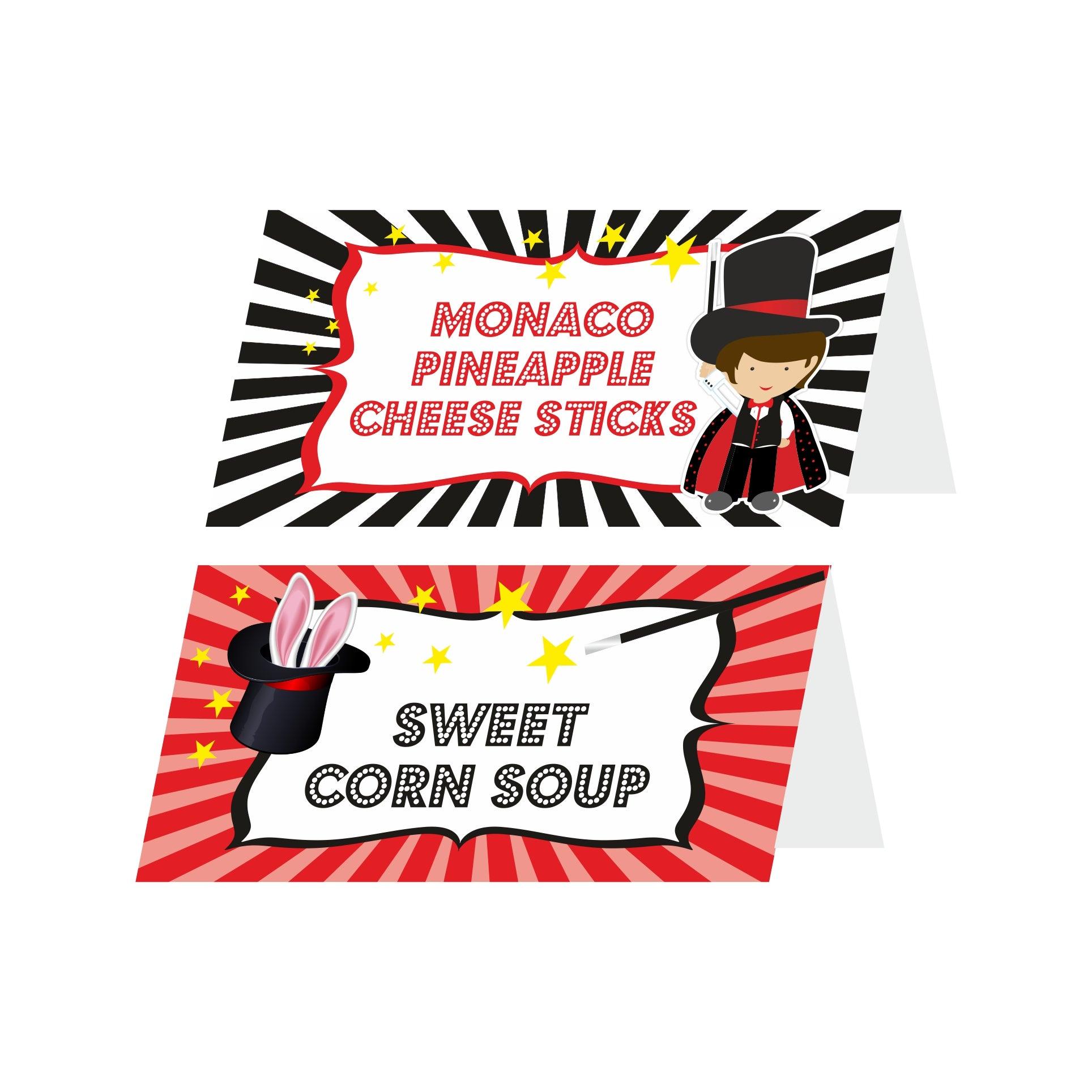 Magic Theme Food Labels / Buffet Table Cards THEME PARTIES Pretty UR Party