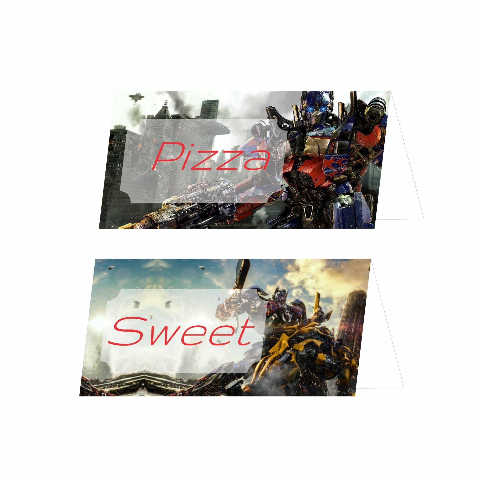 Transformers Theme Food Labels / Buffet Table Cards THEME PARTIES Pretty UR Party