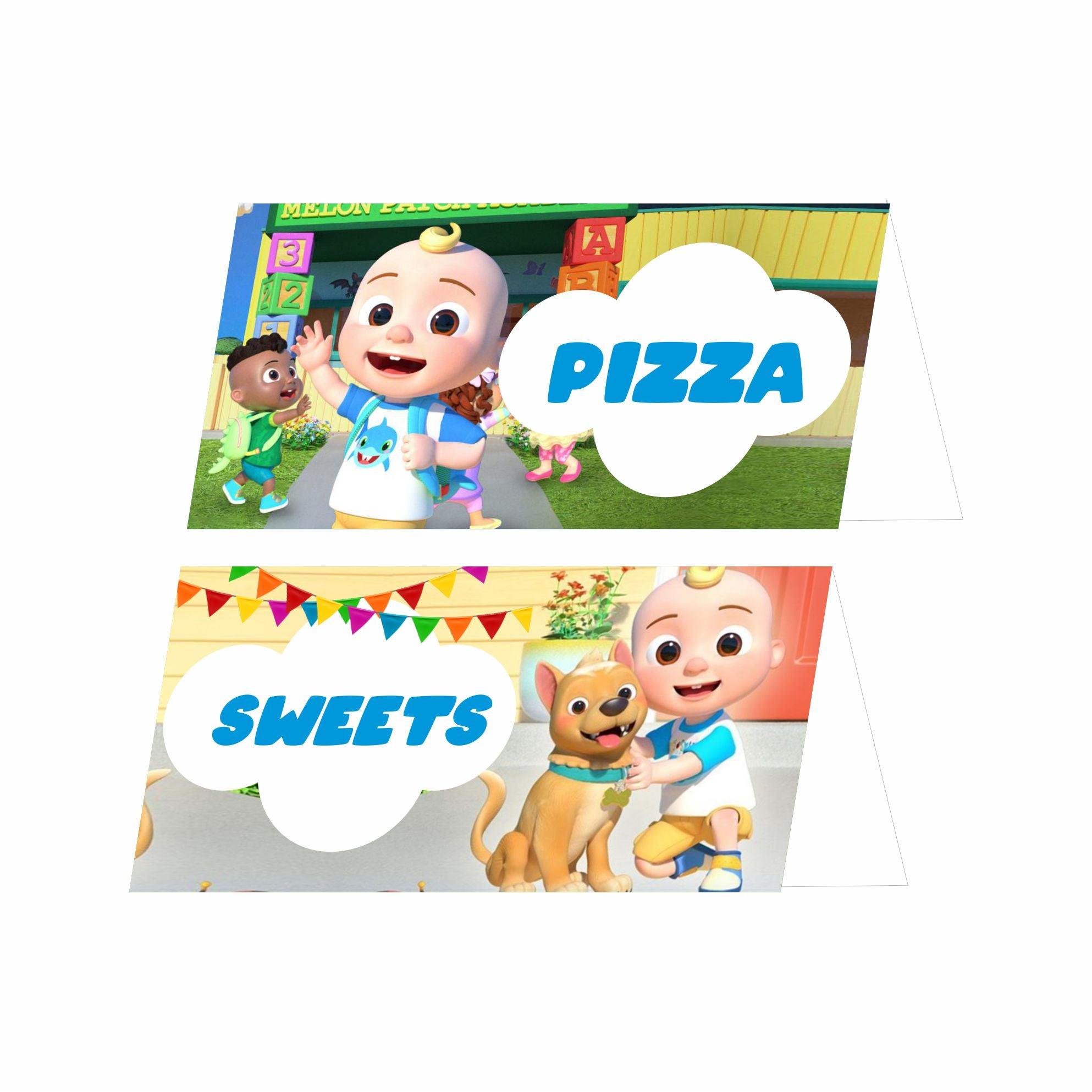 Cocomelon Theme Food Labels / Buffet Table Cards THEME PARTIES Pretty UR Party