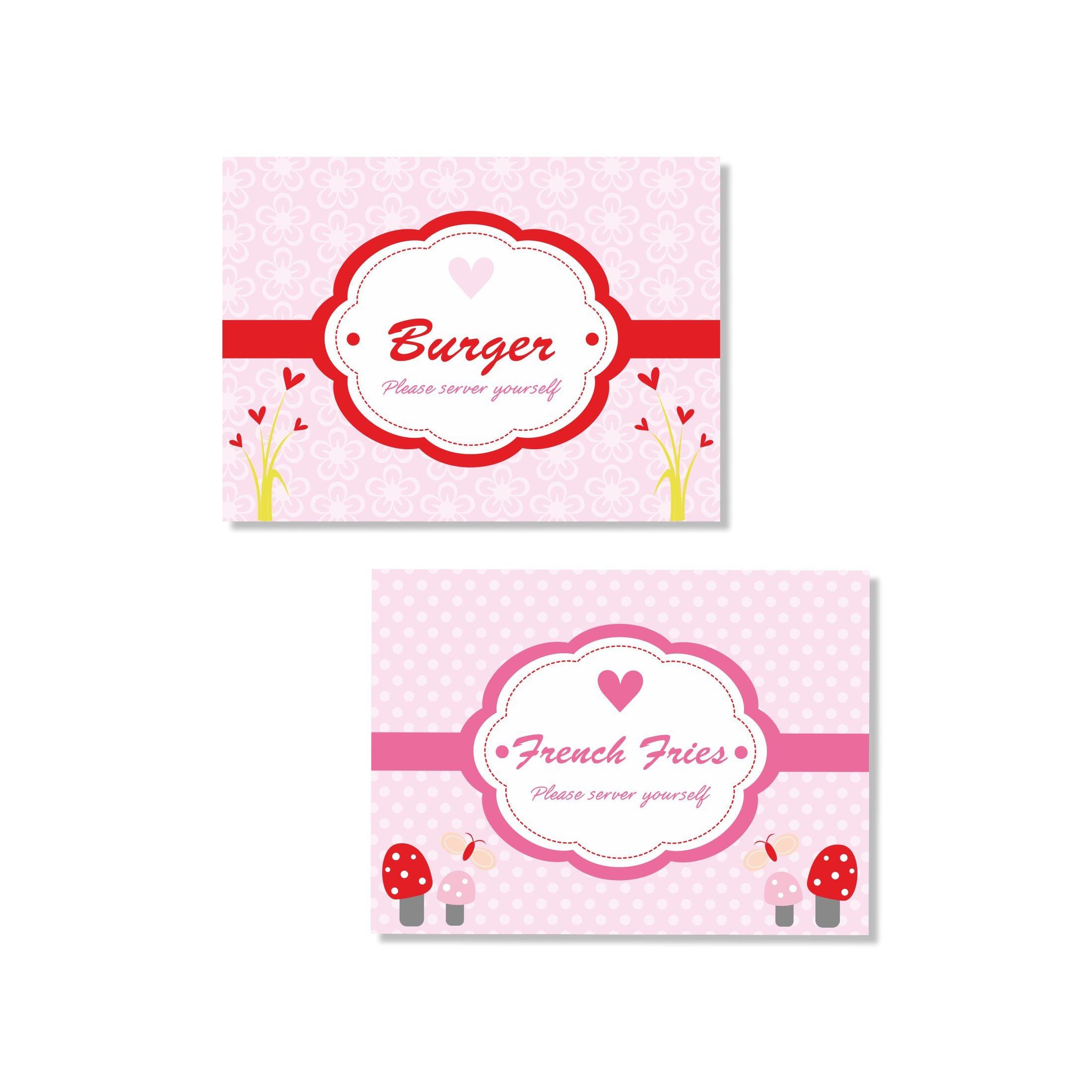 Girly Giraffe Labels / Buffet Table Cards THEME PARTIES Pretty UR Party