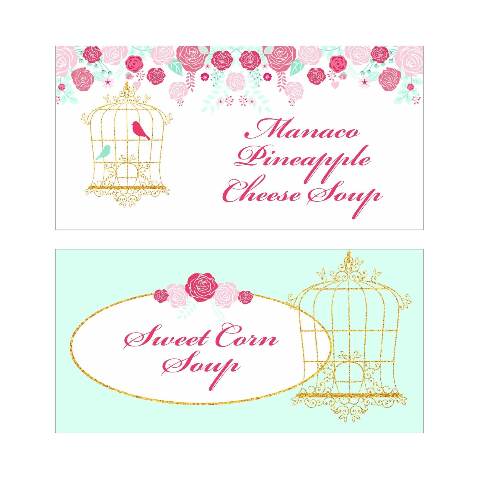 Mint and Pink Floral 1st Birthday Theme Food Labels / Buffet Table Cards ALL PARTY SUPPLIES Pretty UR Party