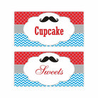 Moustache Food Labels / Buffet Table Cards THEME PARTIES Pretty UR Party