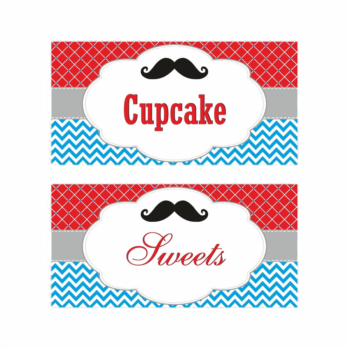 Moustache Food Labels / Buffet Table Cards