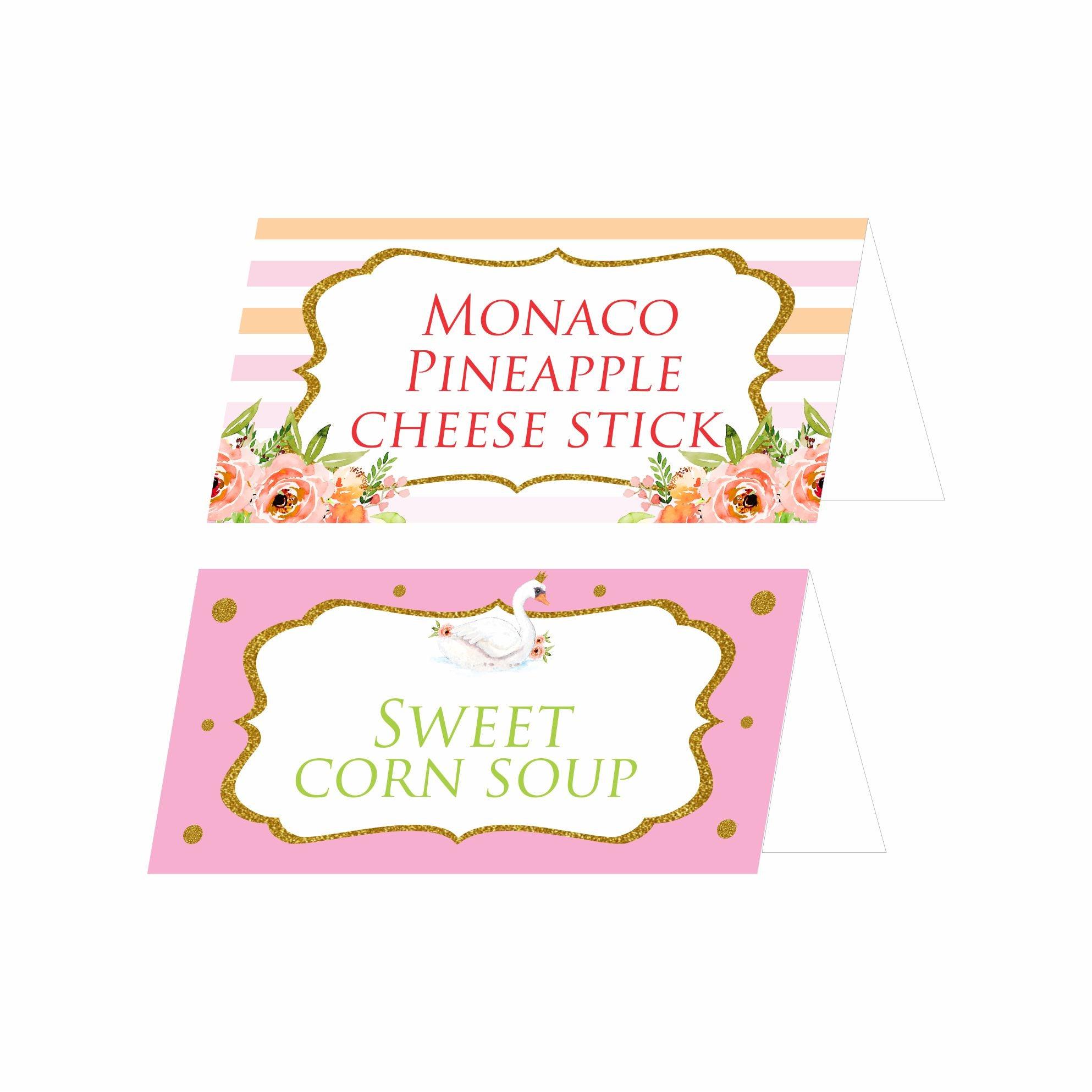 Swan Theme Food Labels / Buffet Table Cards THEME PARTIES Pretty UR Party