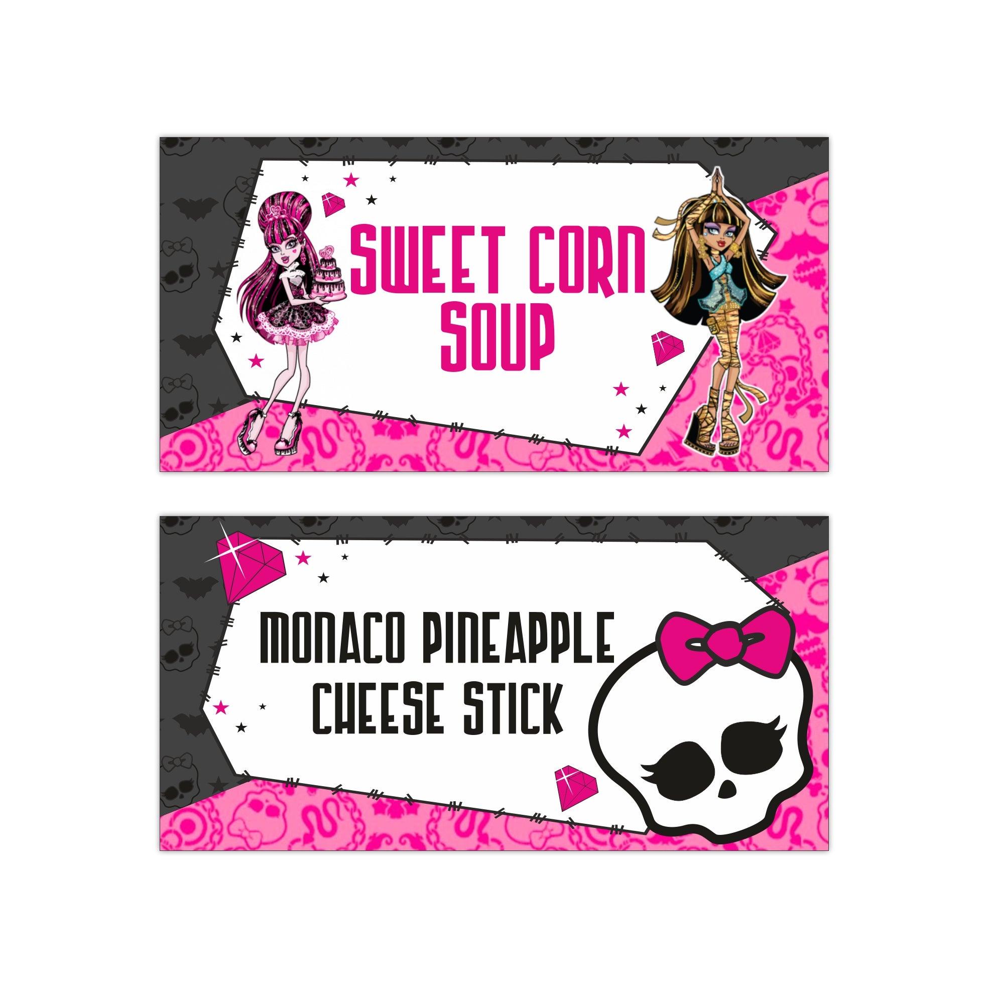 Monster High Food labels / Buffet Table Cards THEME PARTIES Pretty UR Party