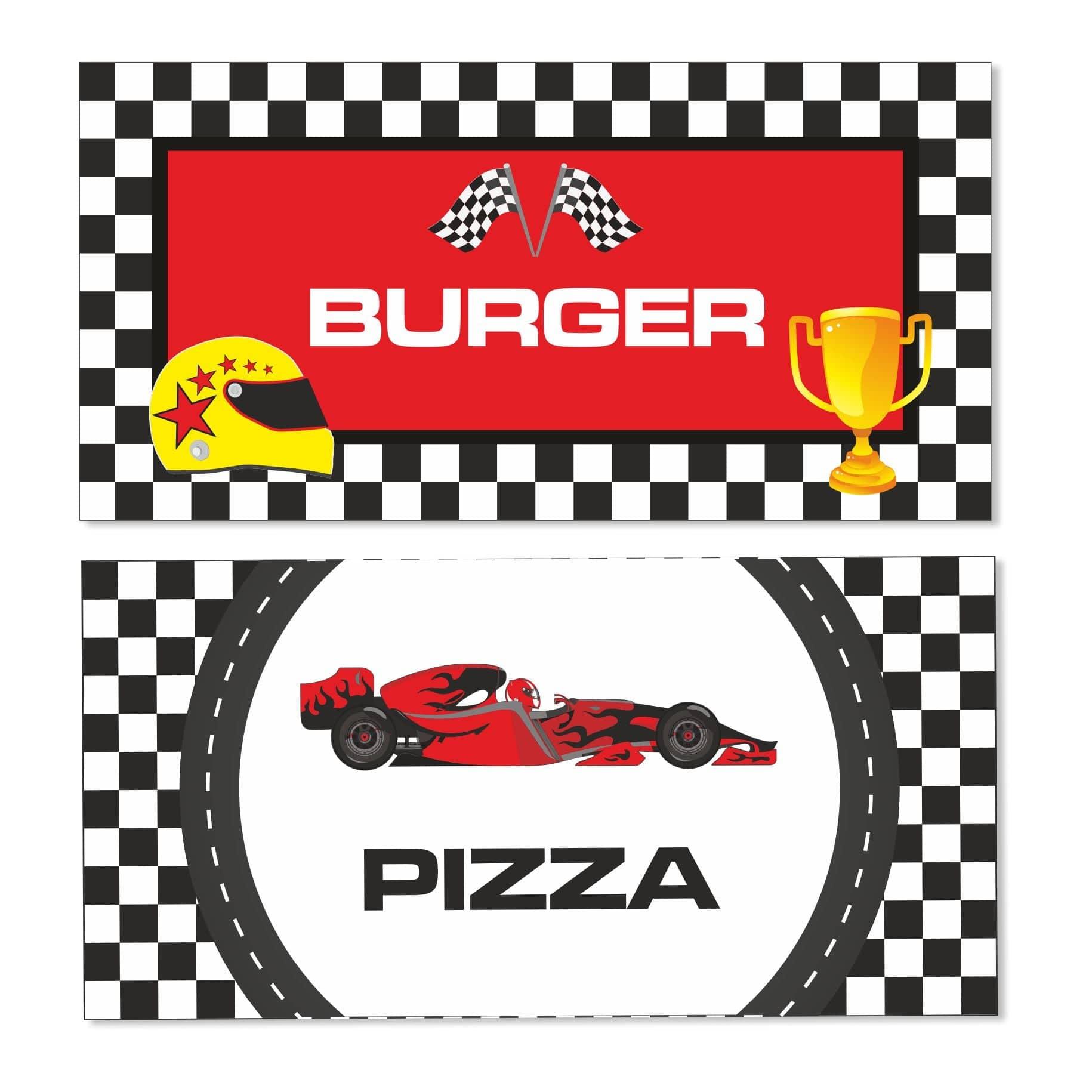 Race Car Party Theme Food Labels / Buffet Table Cards THEME PARTIES Pretty UR Party