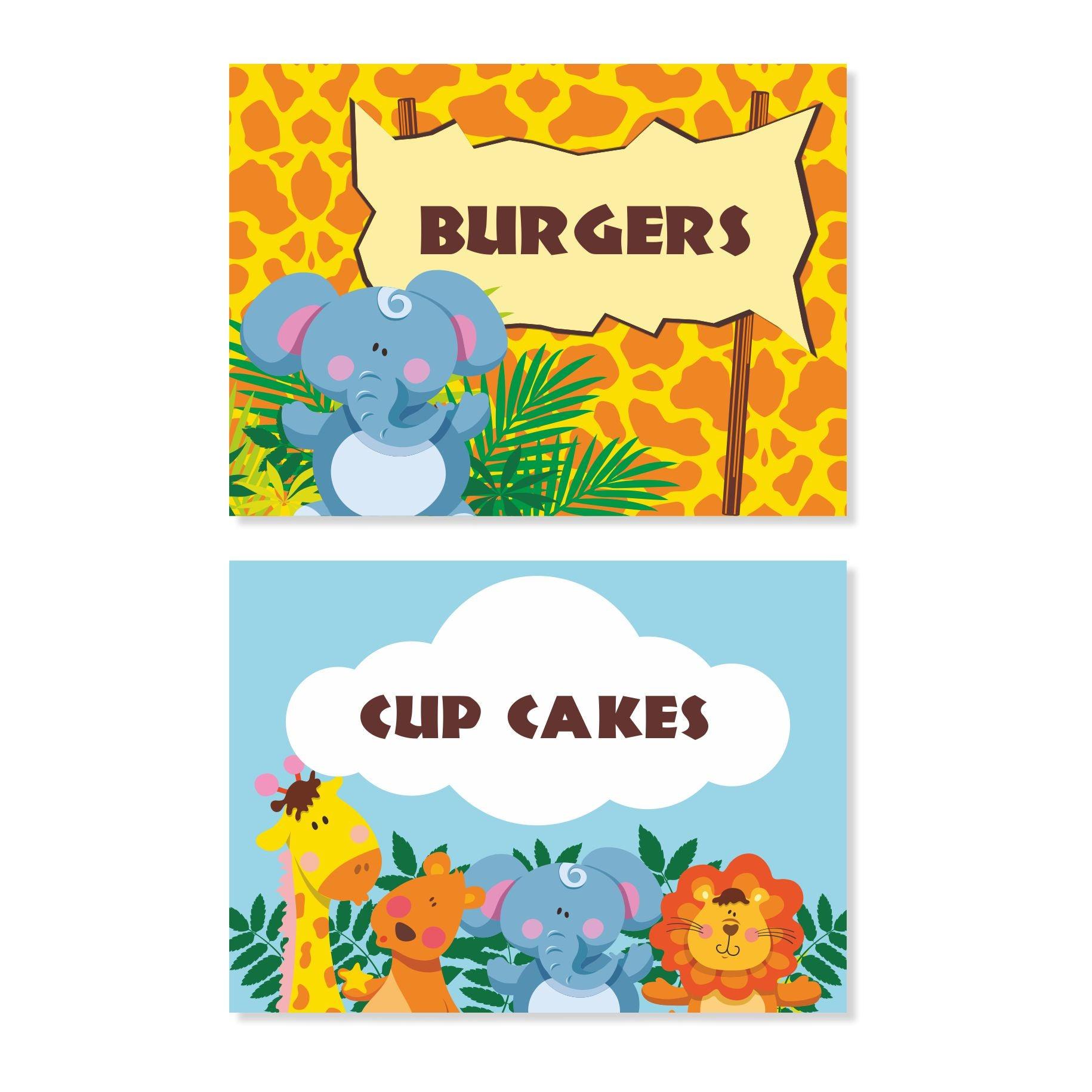 Jungle Theme Food Labels / Buffet Table Cards THEME PARTIES Pretty UR Party
