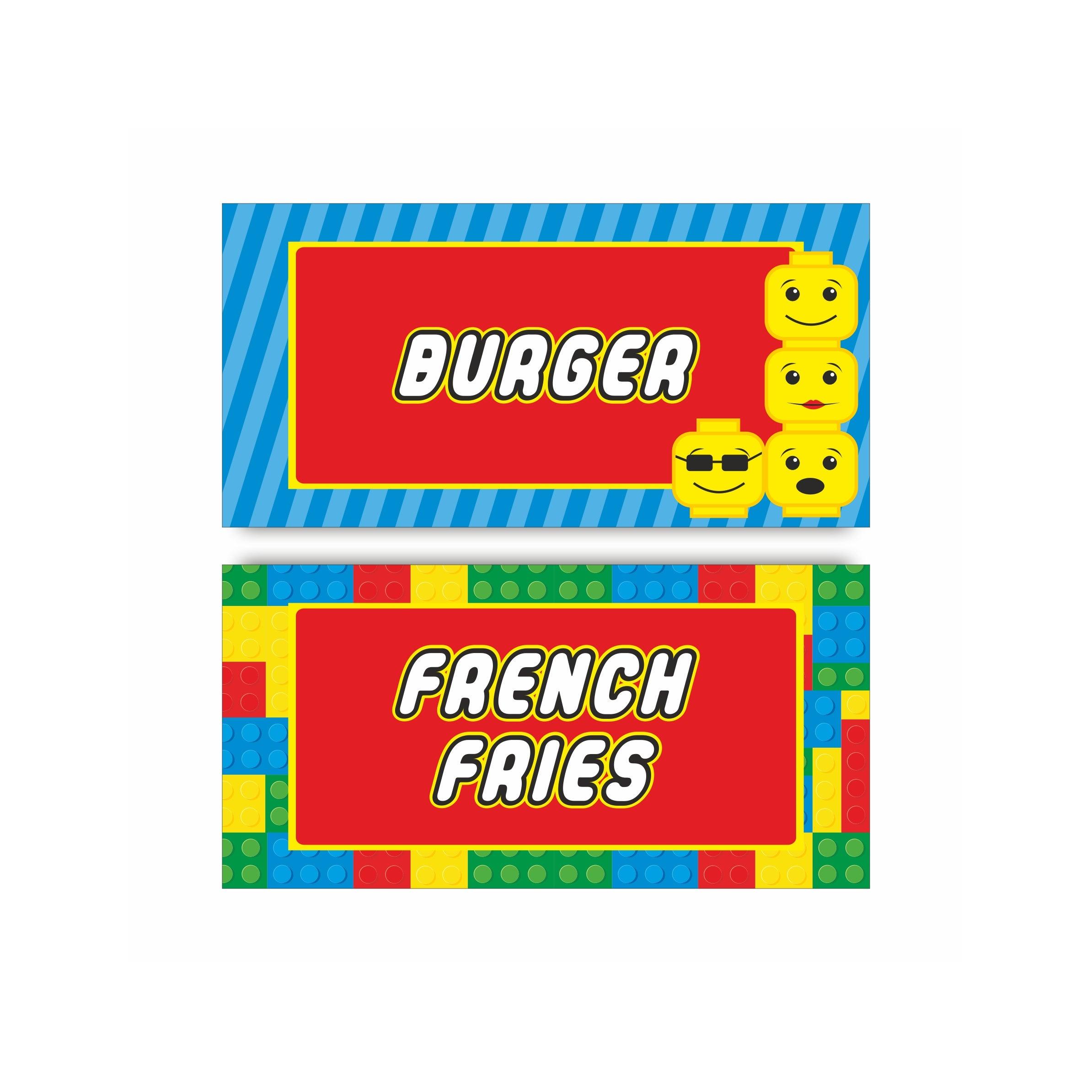 Lego inspired Food Labels / Buffet Table Cards THEME PARTIES Pretty UR Party