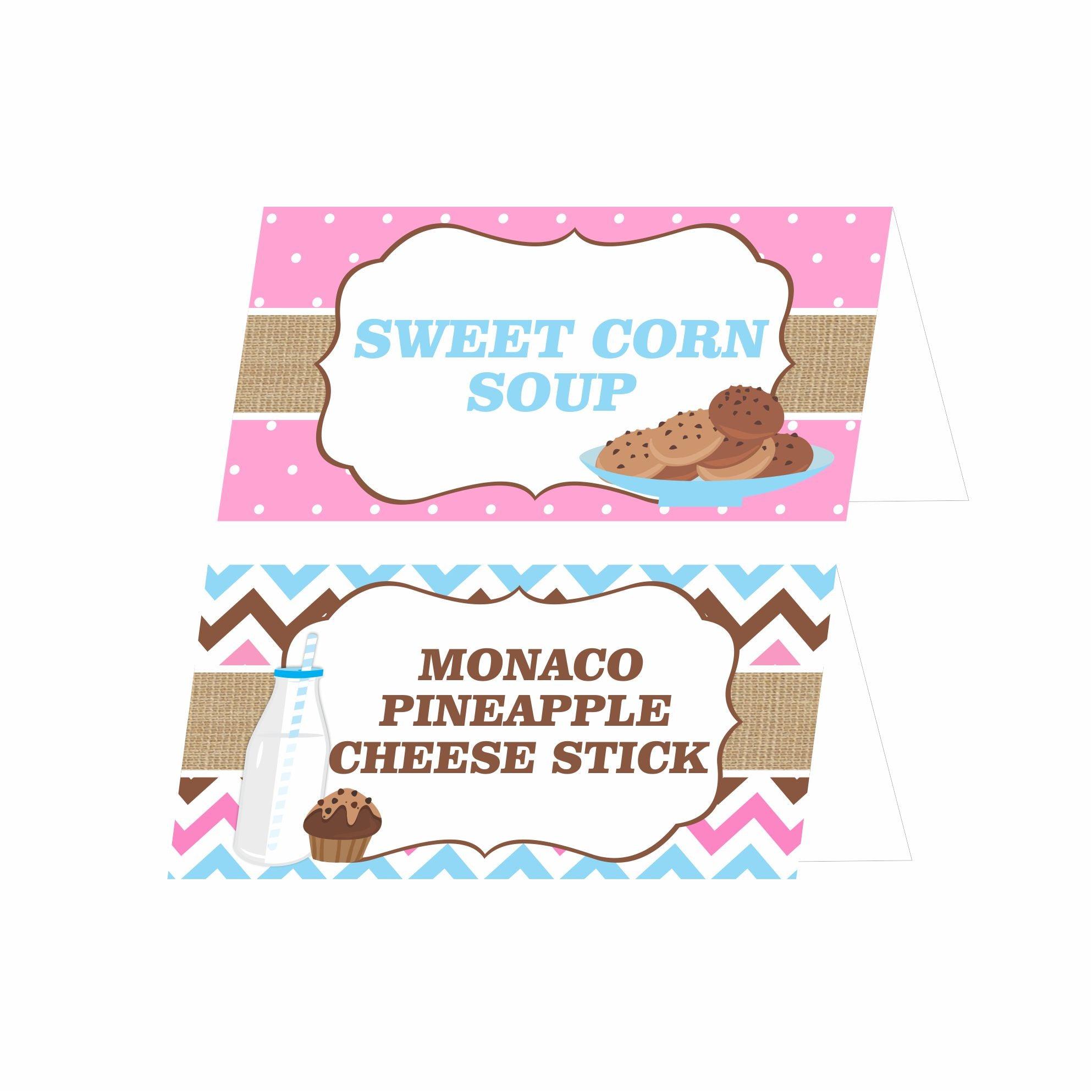 Milk and Cookies Theme Food Labels / Buffet Table Cards THEME PARTIES Pretty UR Party