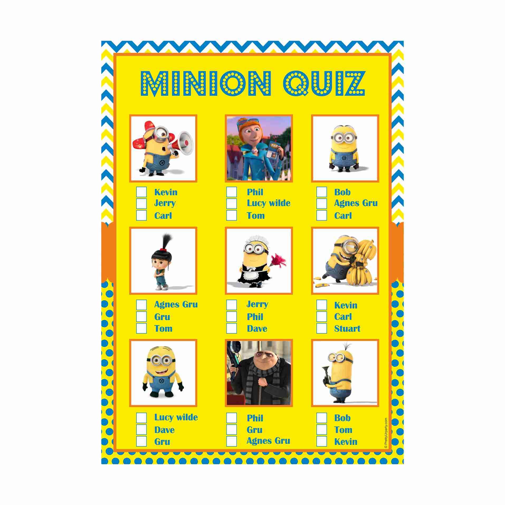 Despicable Me Minions Inspired Picture Quiz Game ALL PARTY SUPPLIES Pretty UR Party