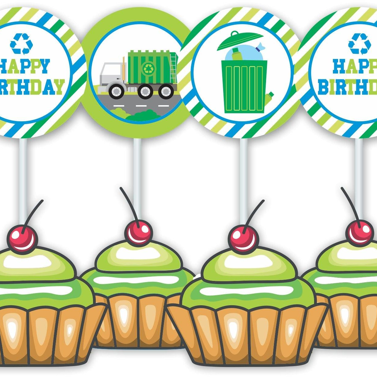 Garbage Truck Cupcake / Food Toppers THEME PARTIES Pretty UR Party