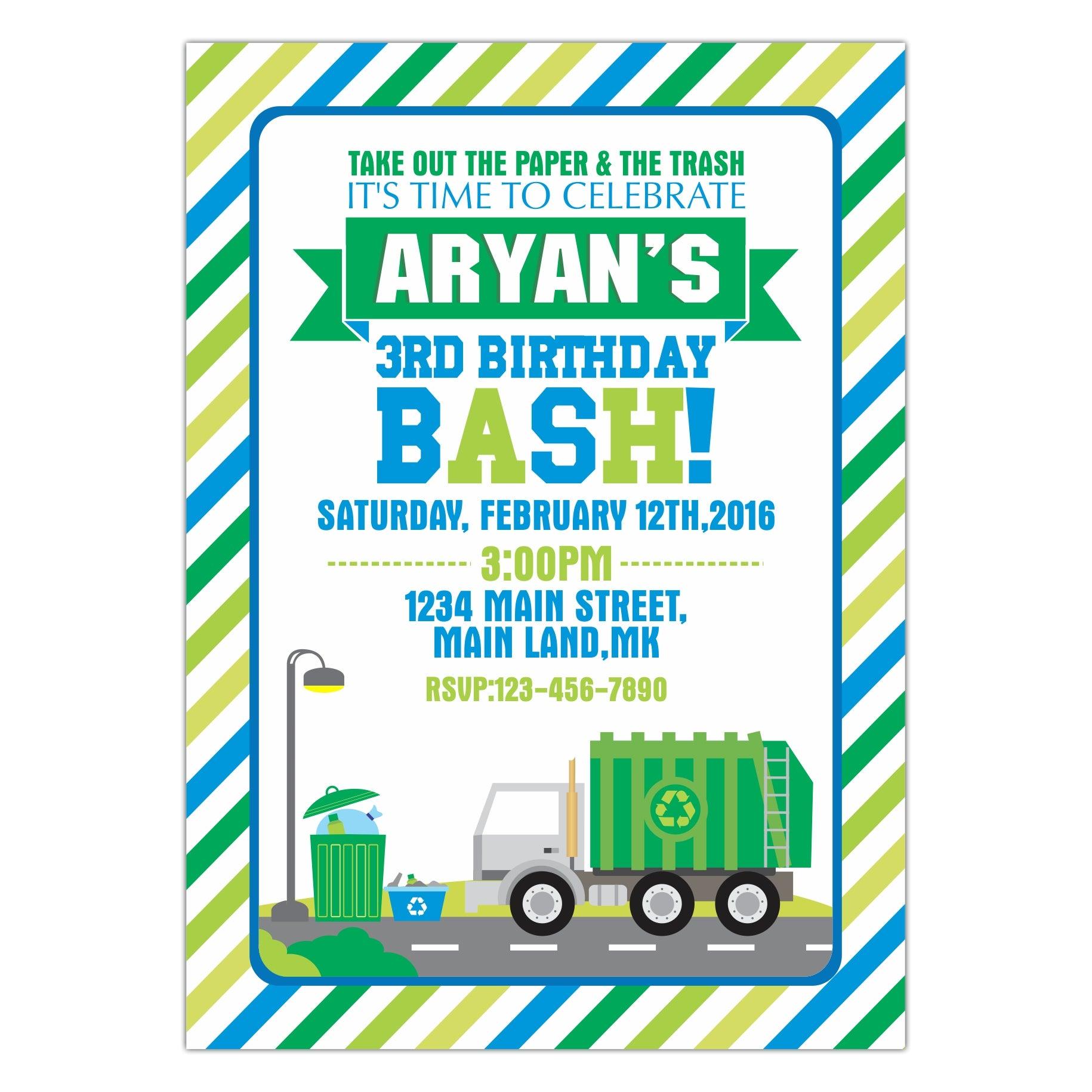 Garbage Truck Invitations ALL PARTY SUPPLIES Pretty UR Party