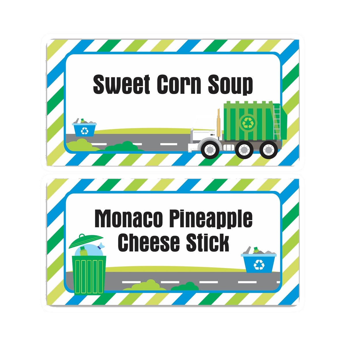 Garbage Truck Food Labels / Buffet Table Cards