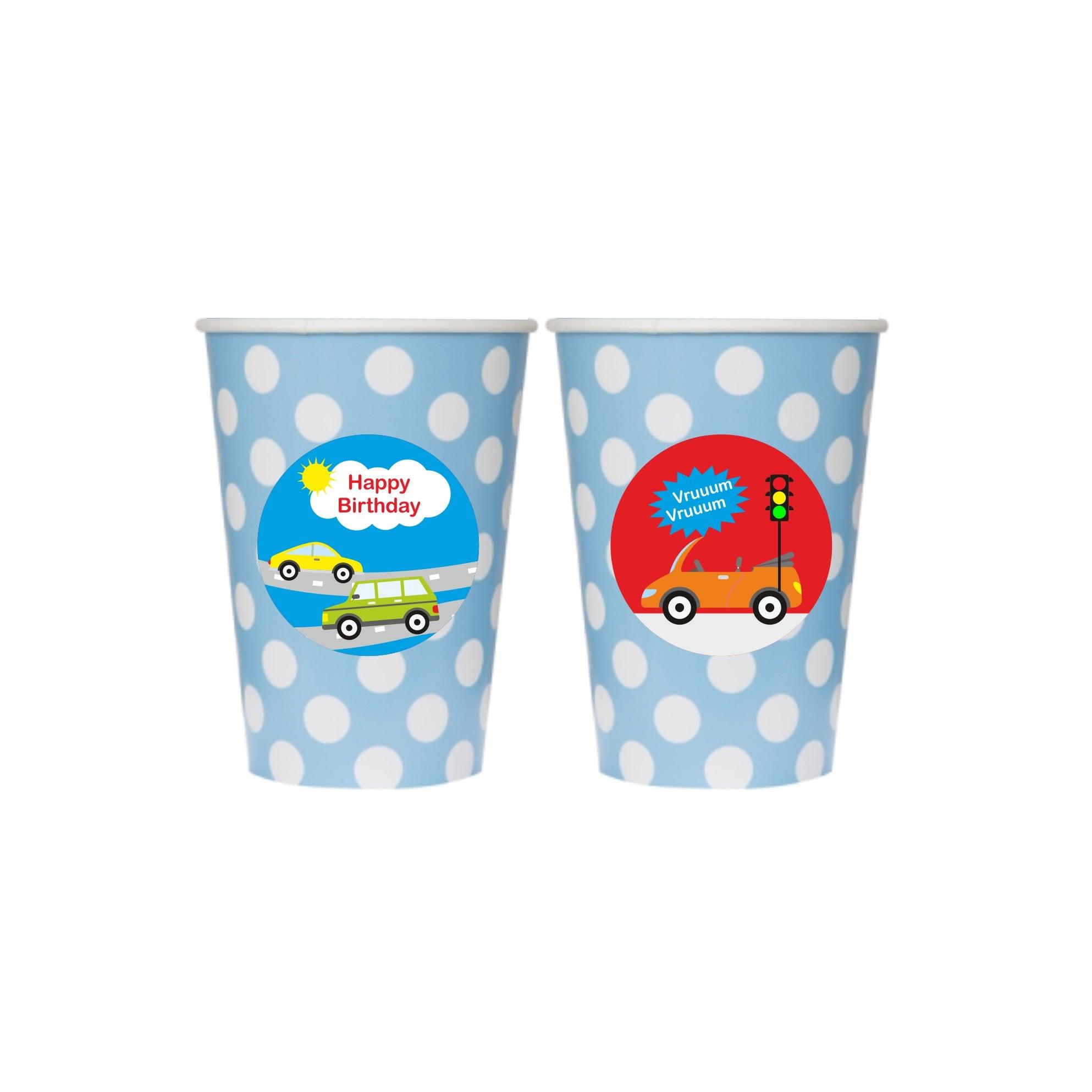 Colorful Cars theme Paper Cups TABLEWARE Pretty UR Party