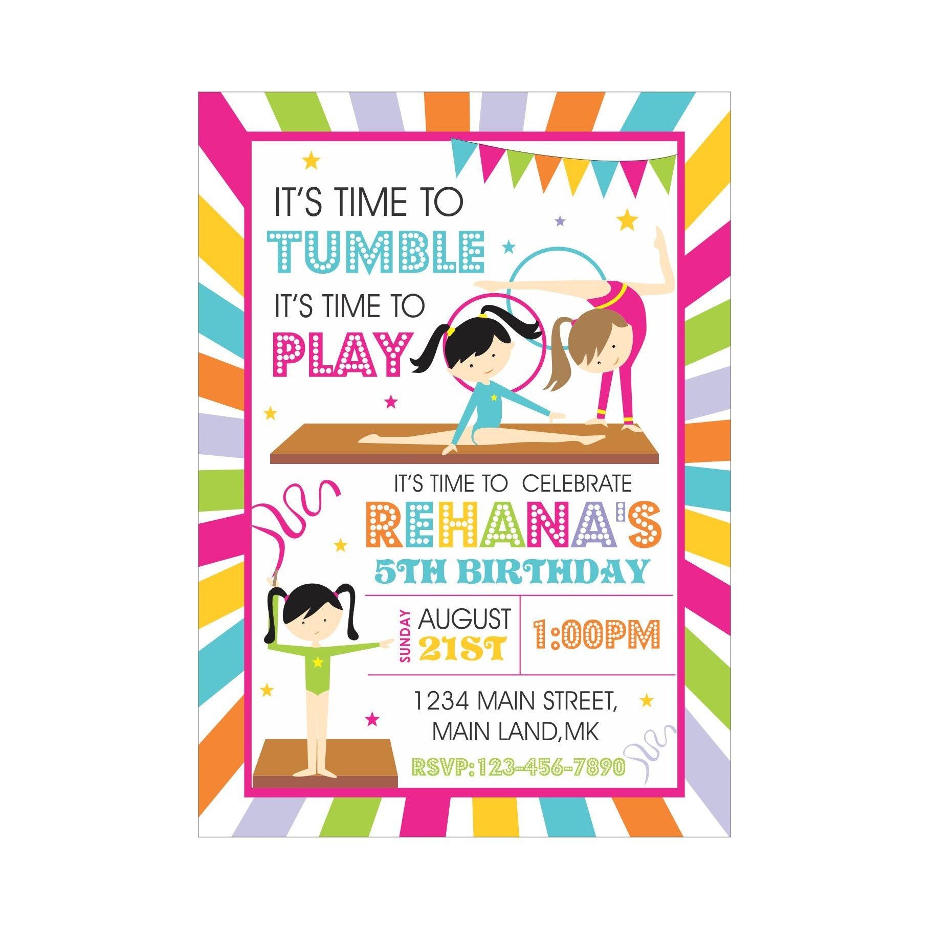 Gymnastics Theme E-Invitations THEME PARTIES Pretty UR Party