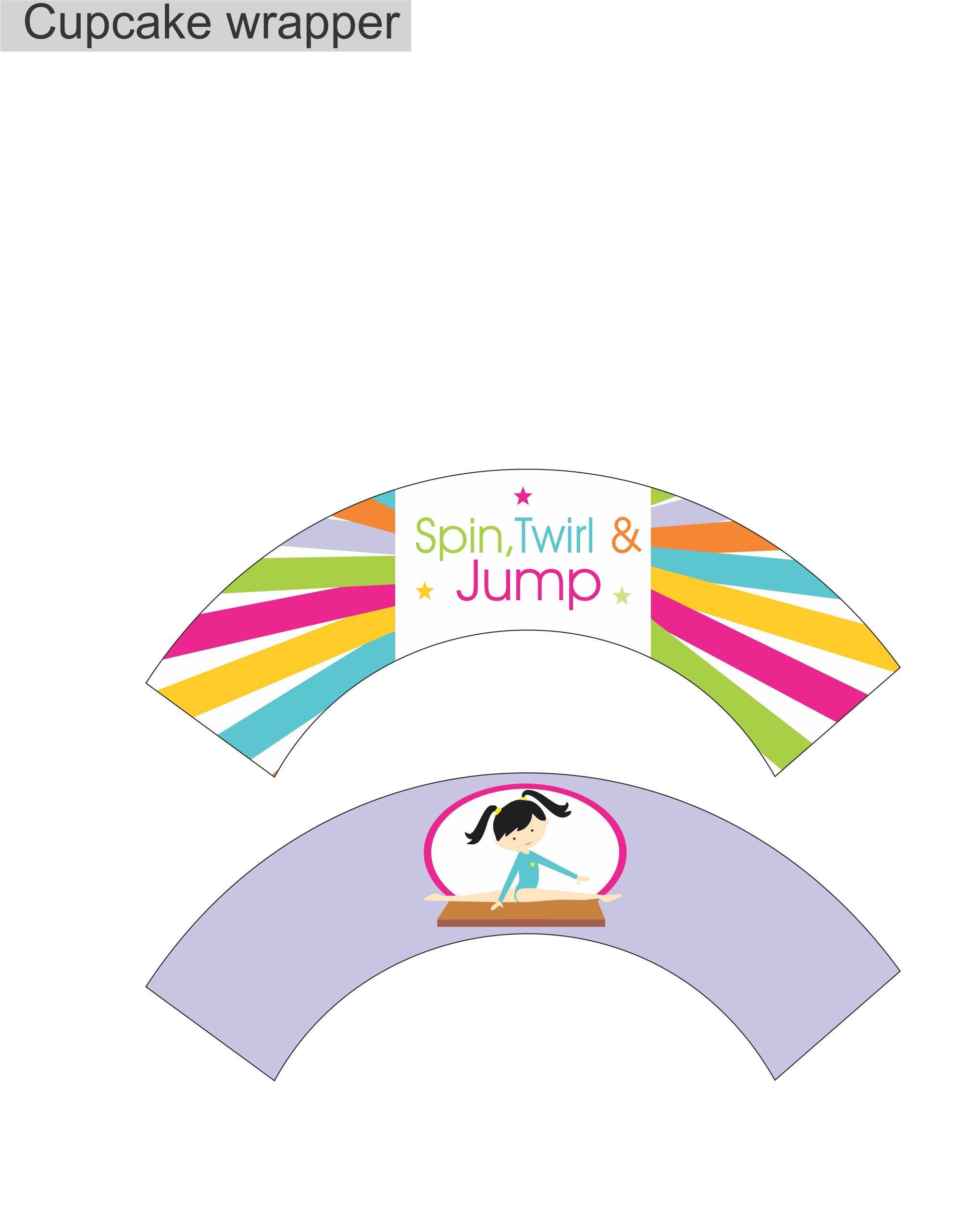 Gymnastics Theme Cupcake Wrappers THEME PARTIES Pretty UR Party