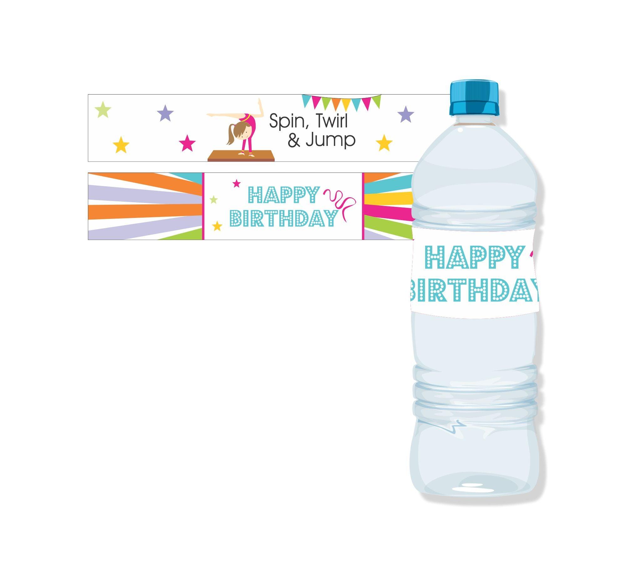 Gymnastics Theme Water Bottle Labels THEME PARTIES Pretty UR Party