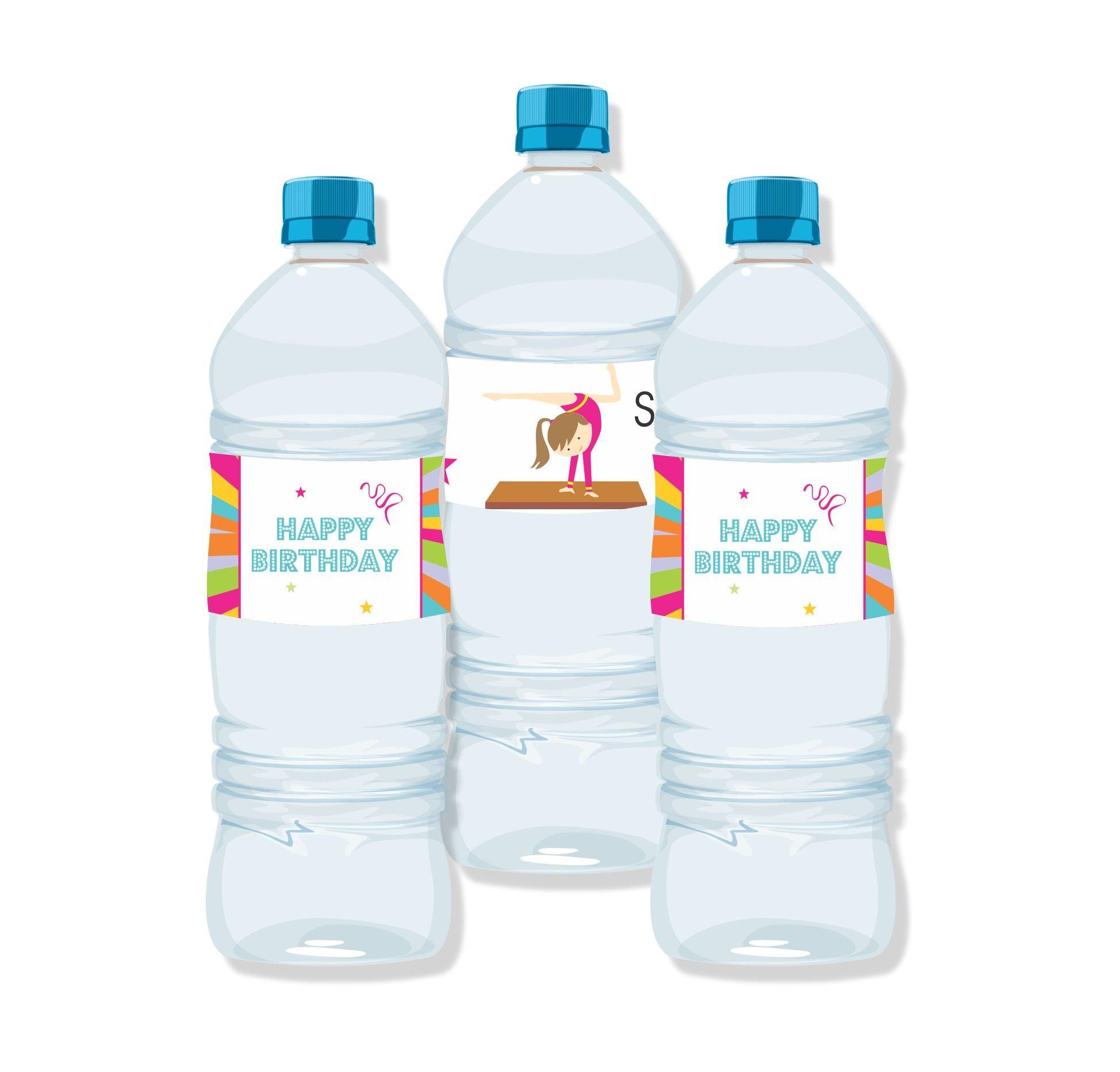 Gymnastics Theme Water Bottle Labels THEME PARTIES Pretty UR Party