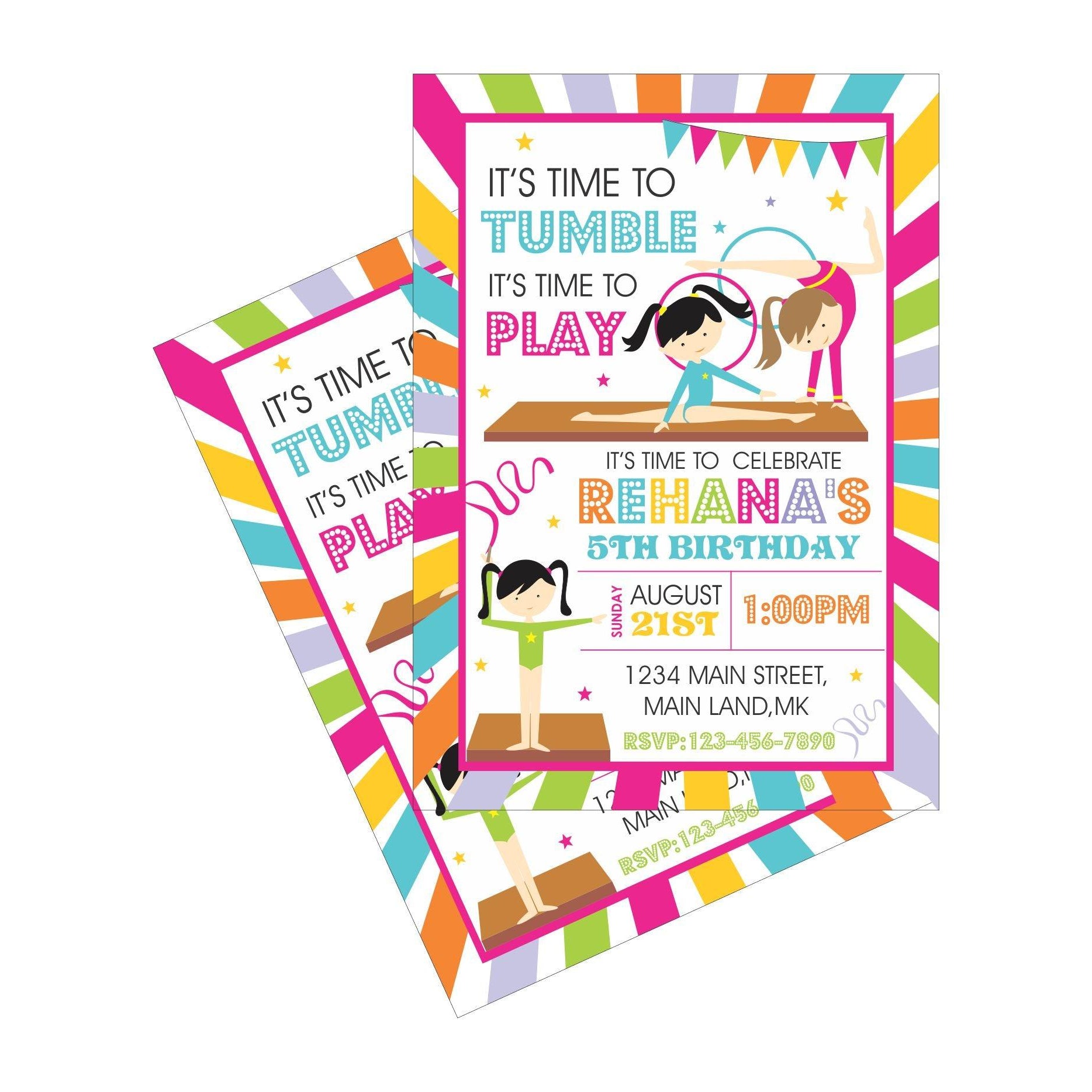 Gymnastics Theme Invitations ALL PARTY SUPPLIES Pretty UR Party