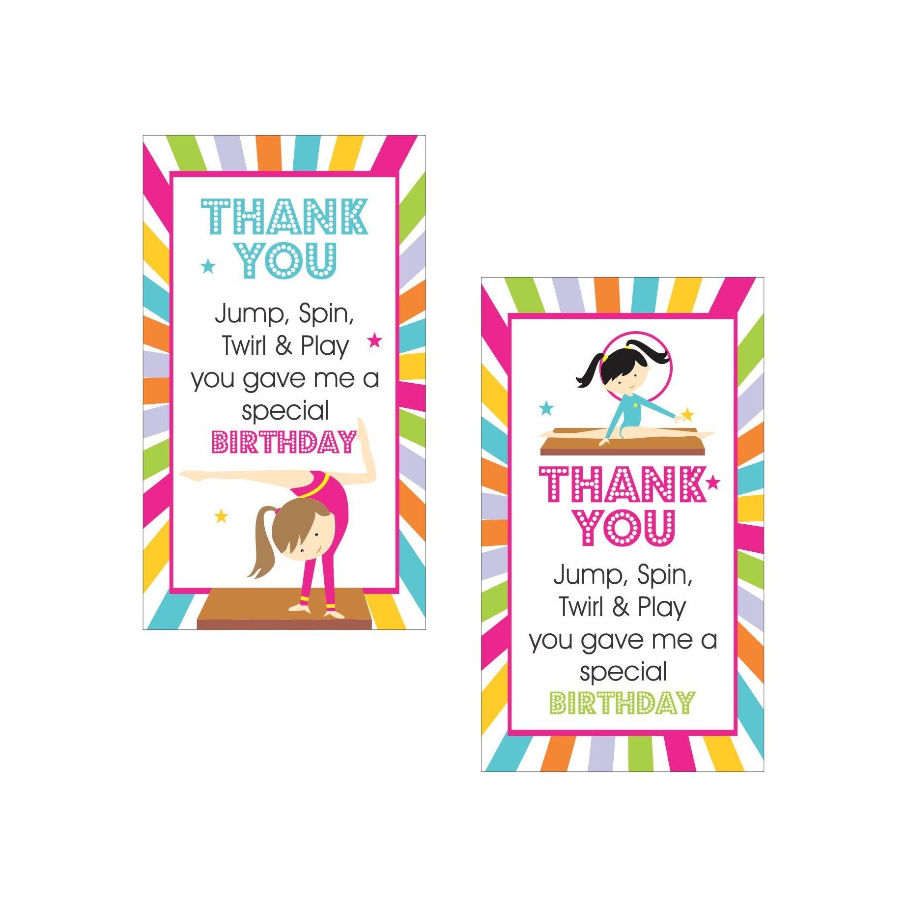 Gymnastics Theme Thank you Tags THEME PARTIES Pretty UR Party