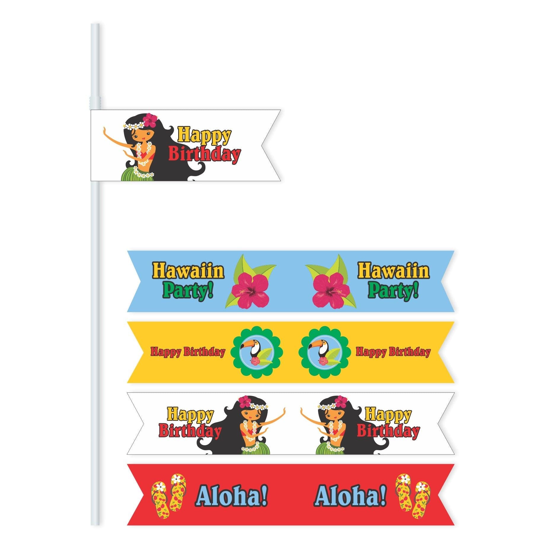 Hawaiian Drink Straws THEME PARTIES Pretty UR Party