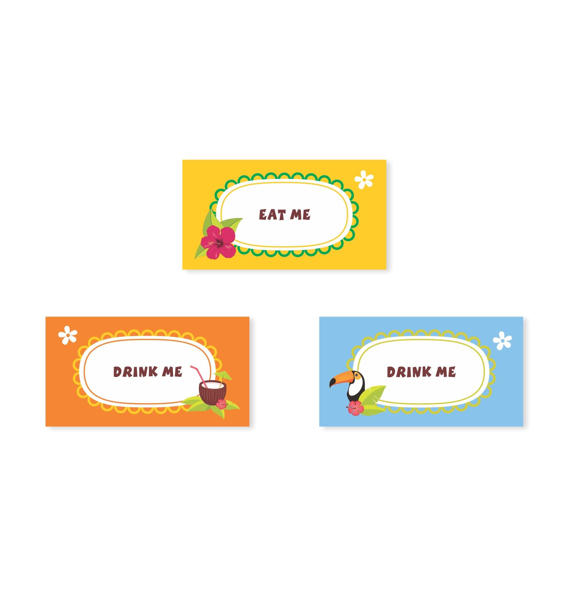 Hawaiian Food Labels / Buffet Table Cards THEME PARTIES Pretty UR Party