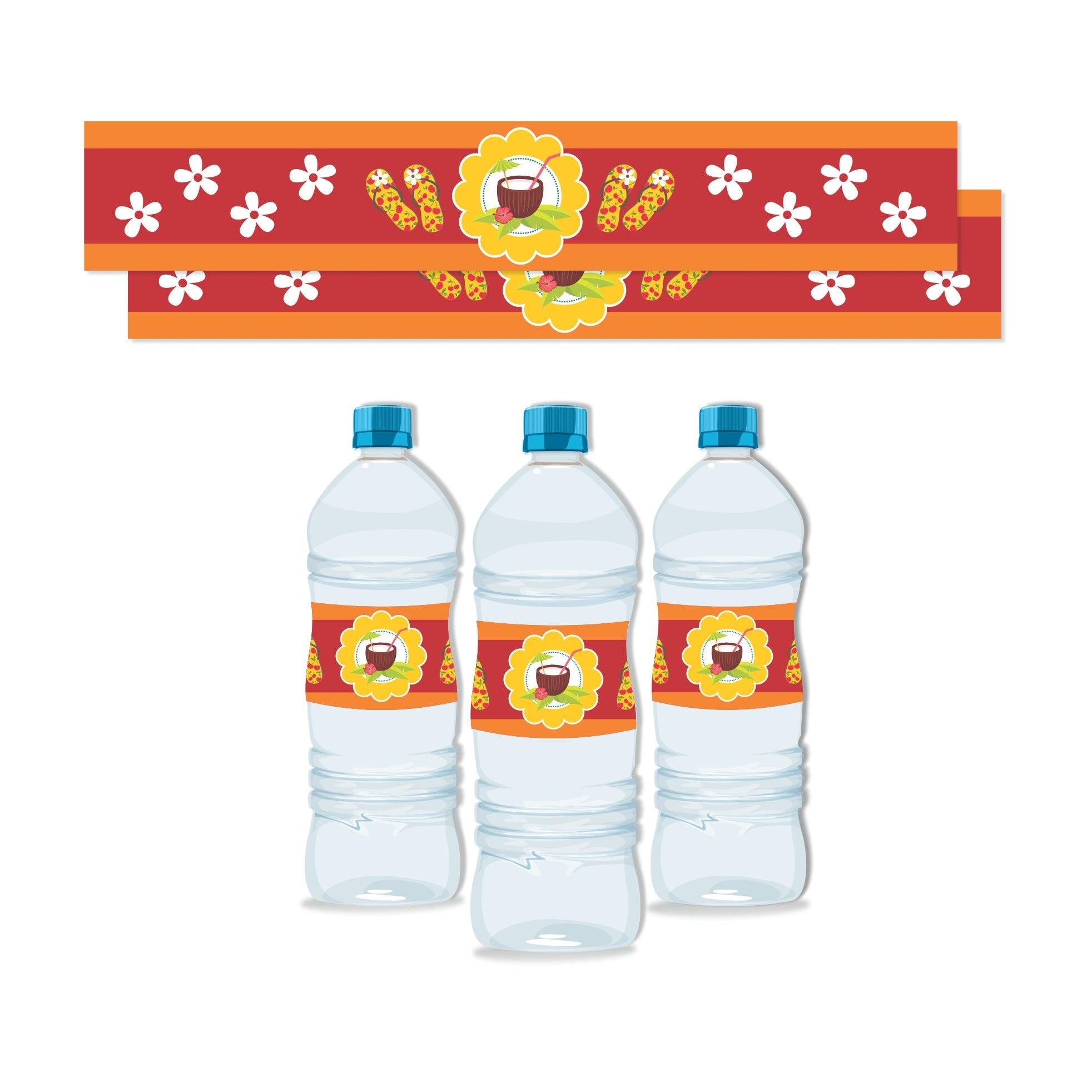 Hawaiian Water Bottle Labels THEME PARTIES Pretty UR Party