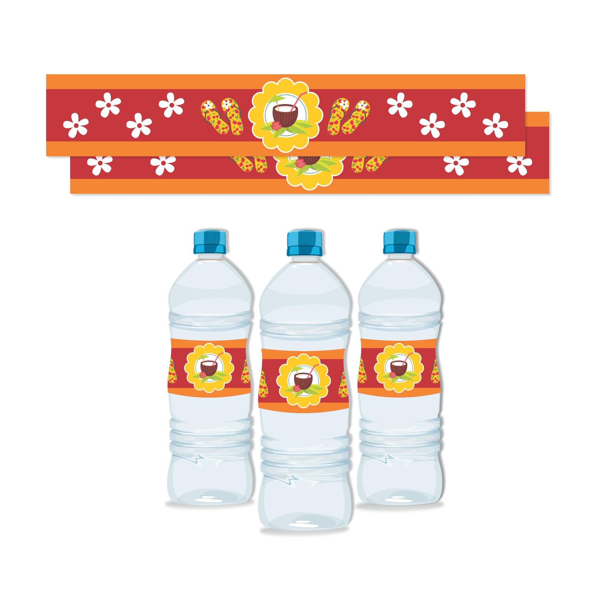 Hawaiian Water Bottle Labels THEME PARTIES Pretty UR Party