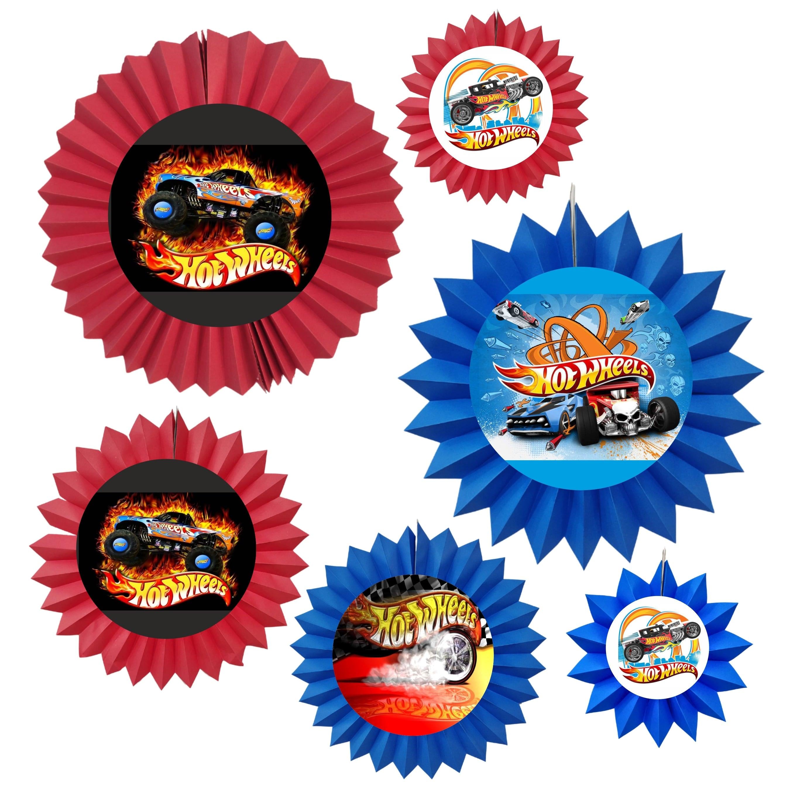Hot Wheels Paper Fans - Set of 6 DECORATIONS Pretty UR Party