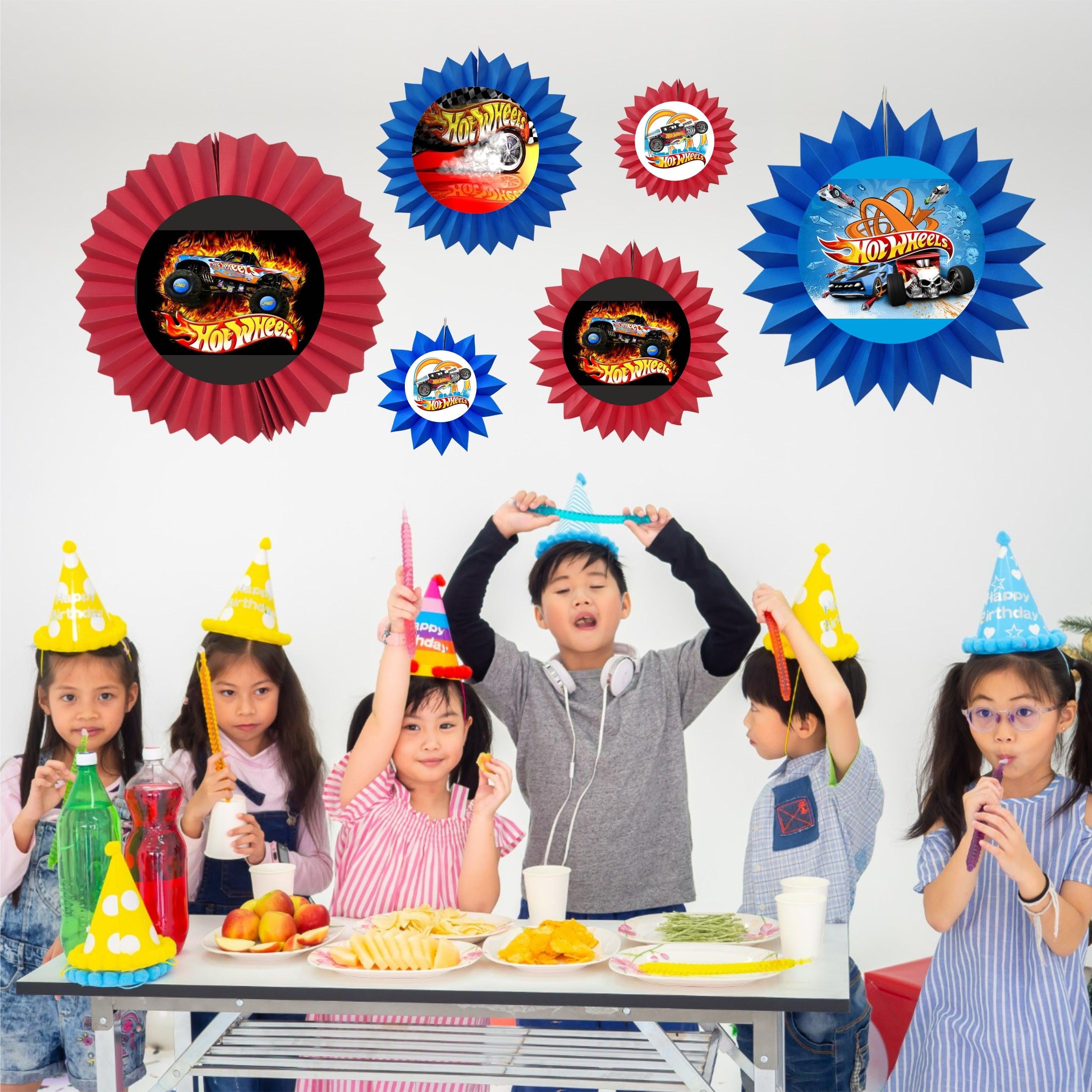 Hot Wheels Paper Fans - Set of 6 DECORATIONS Pretty UR Party