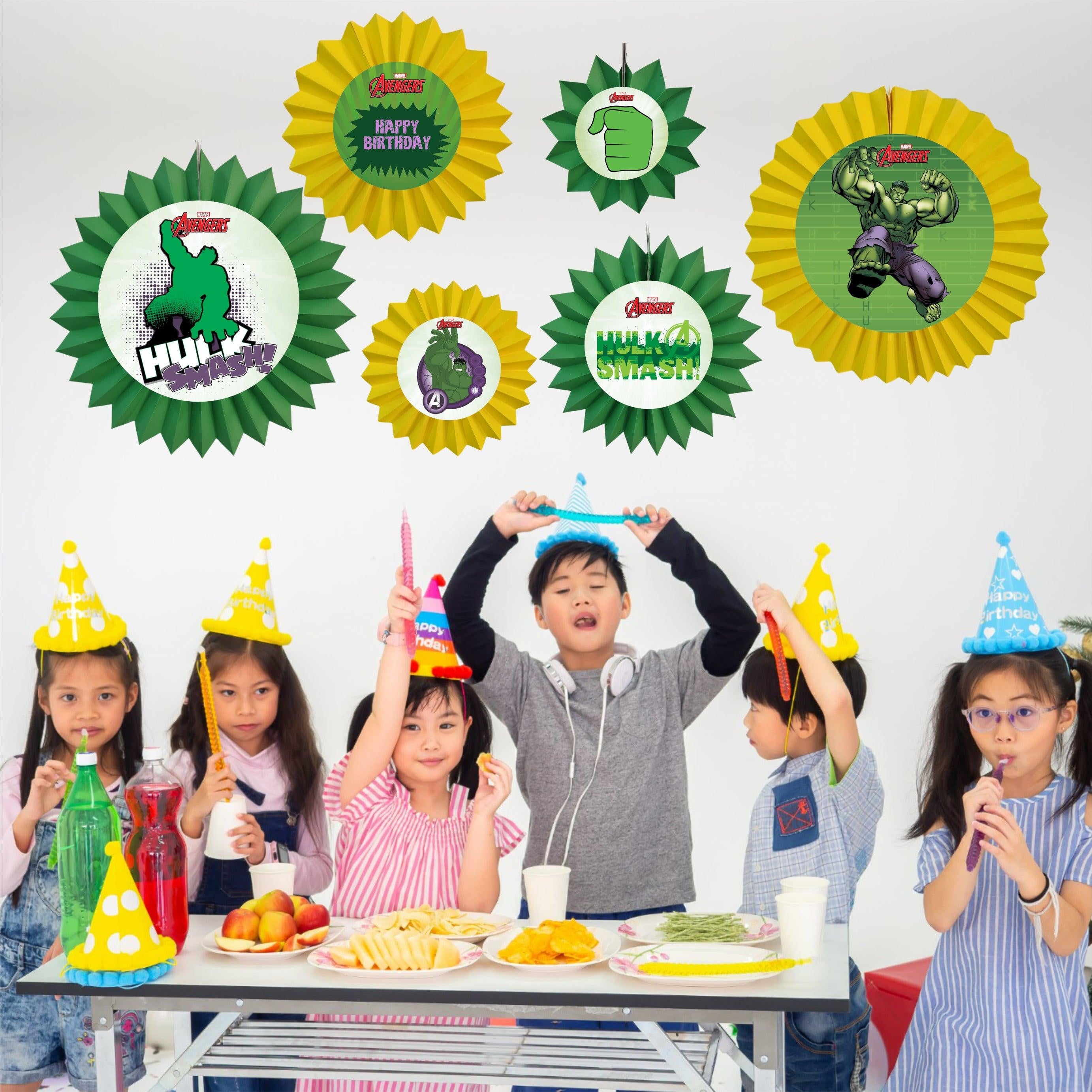 Hulk Paper Fans - Set of 6 DECORATIONS Pretty UR Party