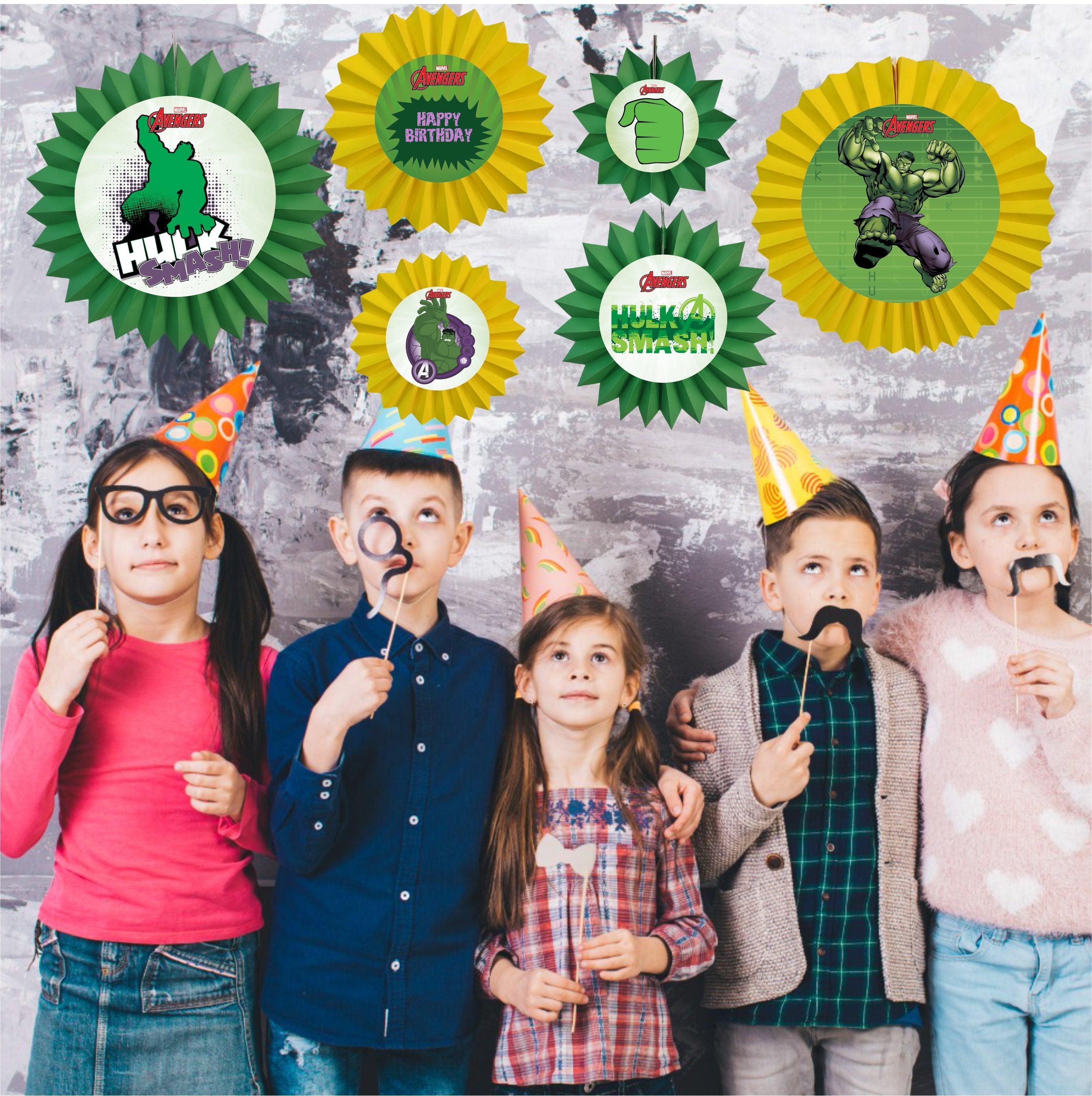 Hulk Paper Fans - Set of 6 DECORATIONS Pretty UR Party