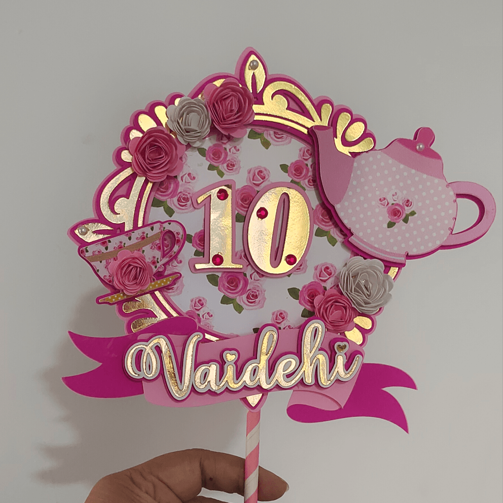 Tea Party Cake Topper HANDCRAFTED Pretty UR Party