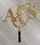 Initials leaf Cake Topper HANDCRAFTED Pretty UR Party