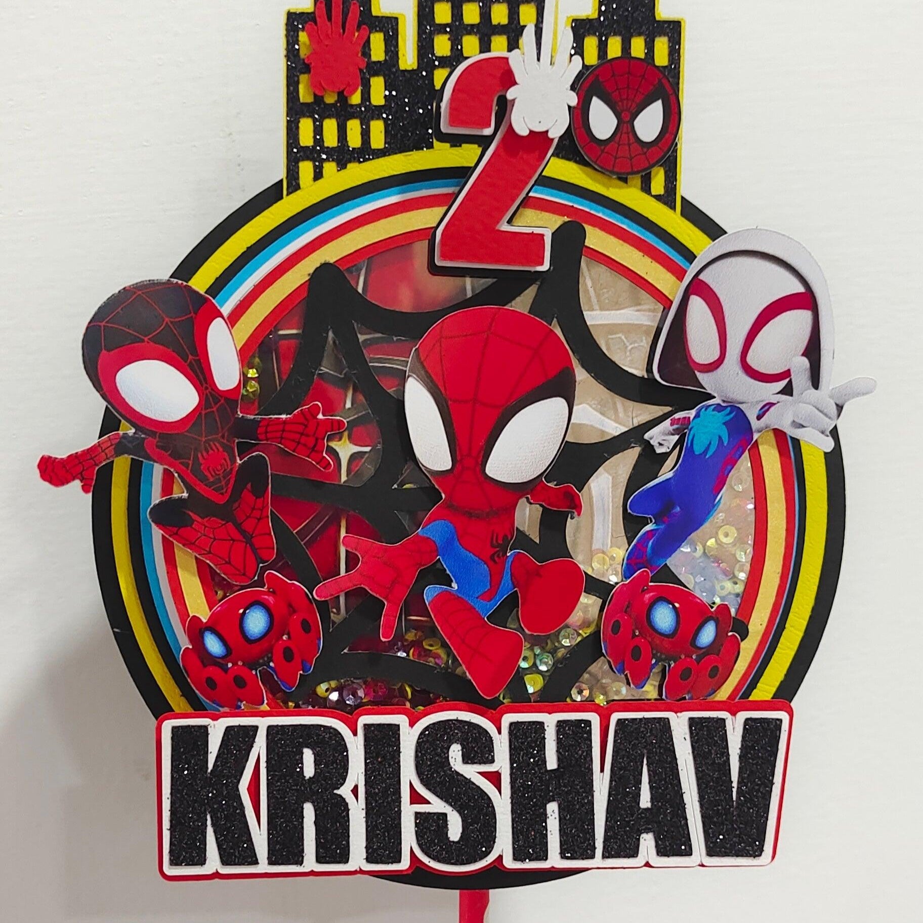 Spidey and his amazing friends Shaker Cake Topper HANDCRAFTED Pretty UR Party