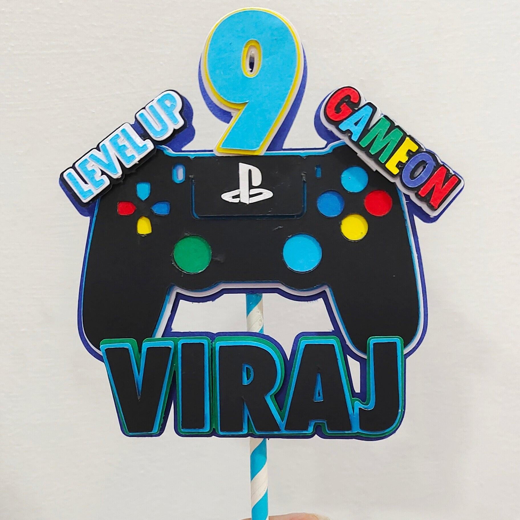 Game on theme Cake Topper HANDCRAFTED Pretty UR Party