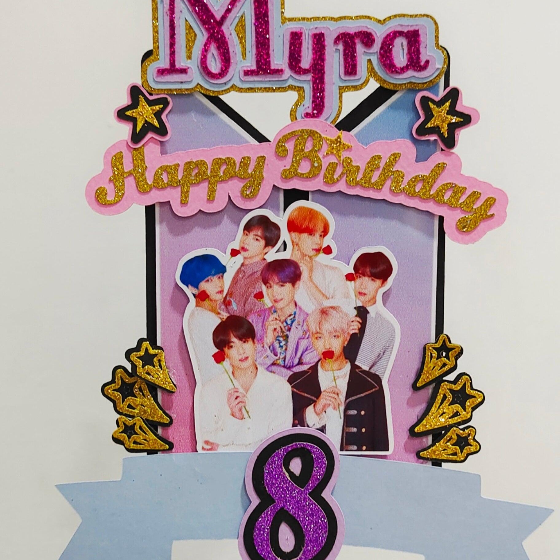 BTS theme Cake Topper HANDCRAFTED Pretty UR Party