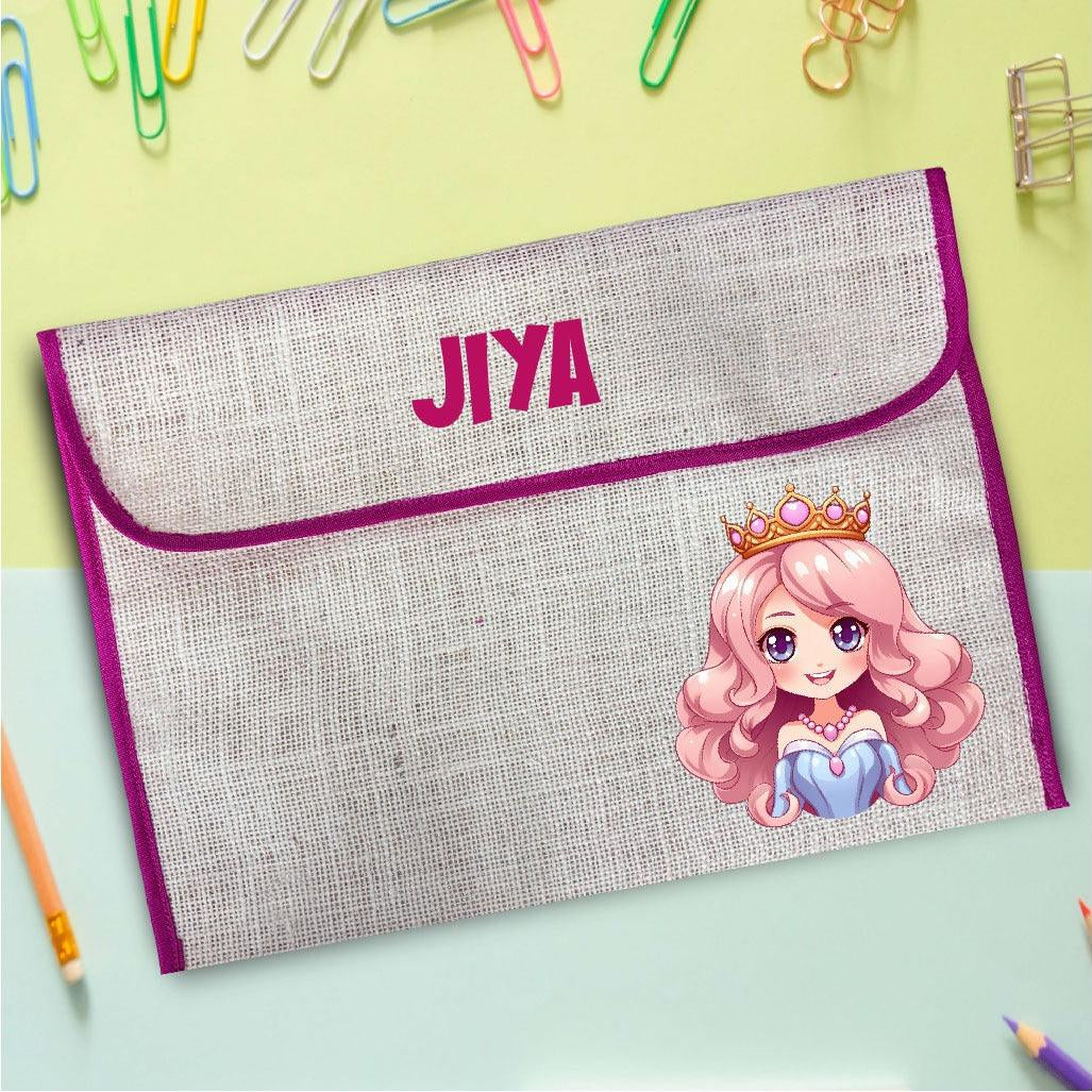 Princess theme Jute Folder Bag BACK TO SCHOOL PRETTY UR PARTY
