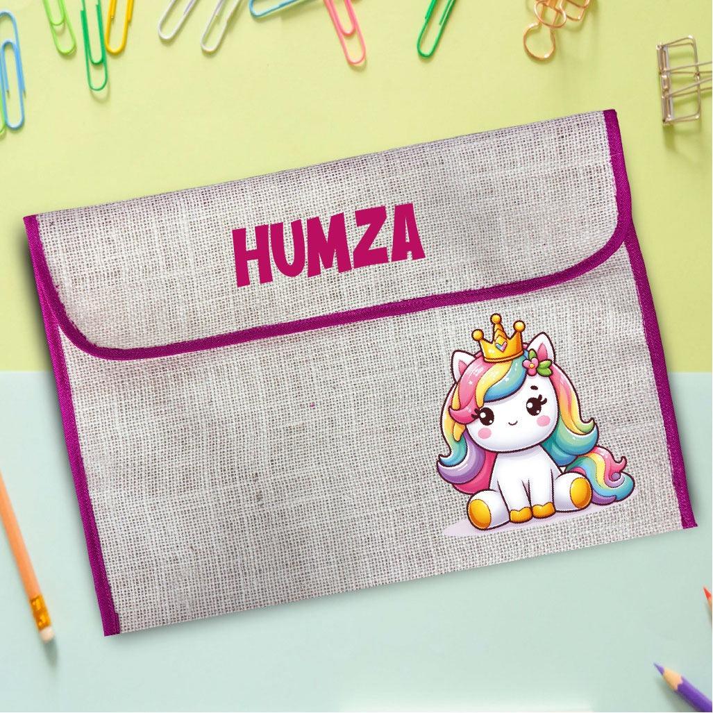 Unicorn theme Jute Folder Bag BACK TO SCHOOL PRETTY UR PARTY