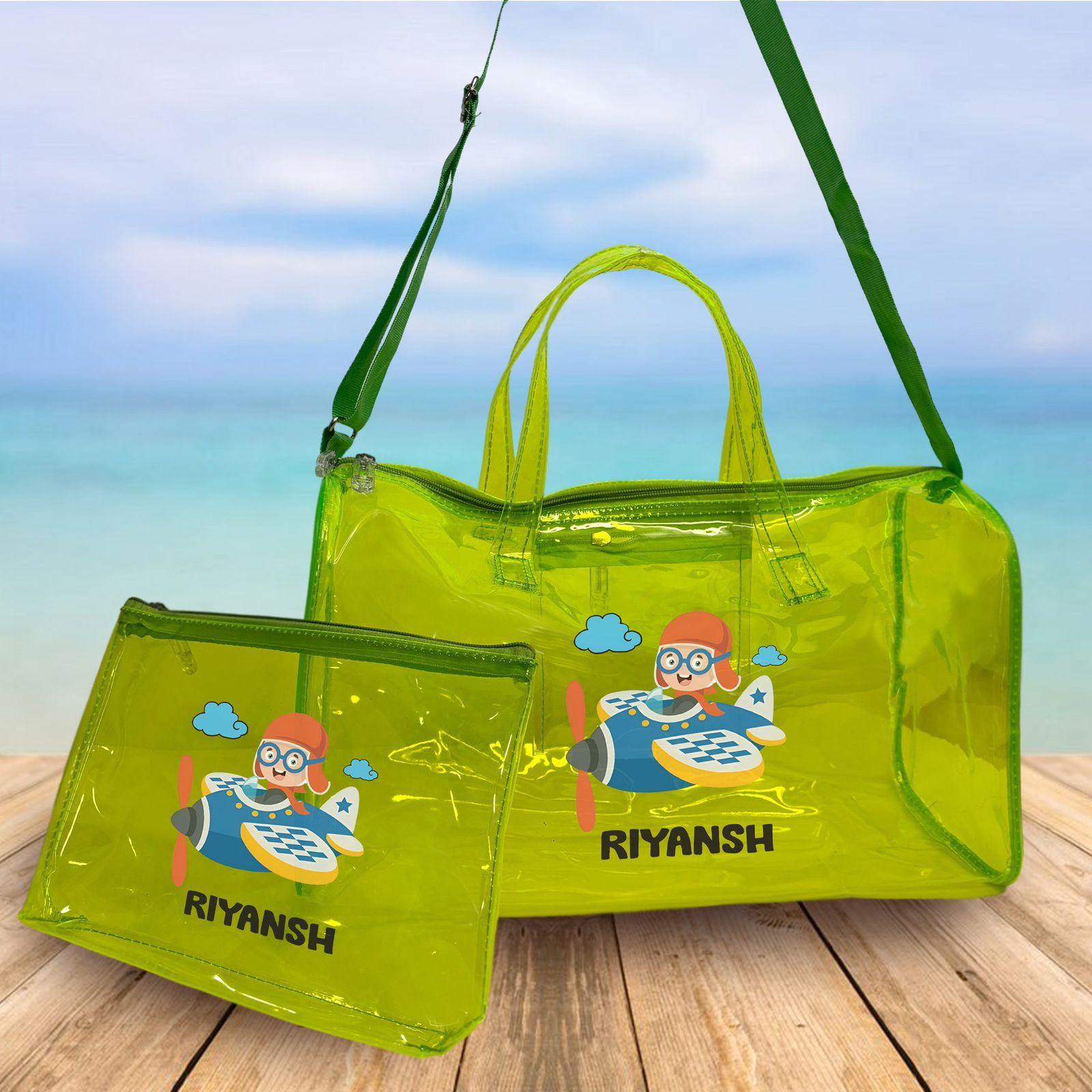 Personalised Kids Jelly Duffle Bags with Pouch Combo - Green RETURN GIFTS PRETTY UR PARTY Personalised Kids Jelly Duffle Bags with Pouch Combo - Green RETURN GIFTS PRETTY UR PARTY