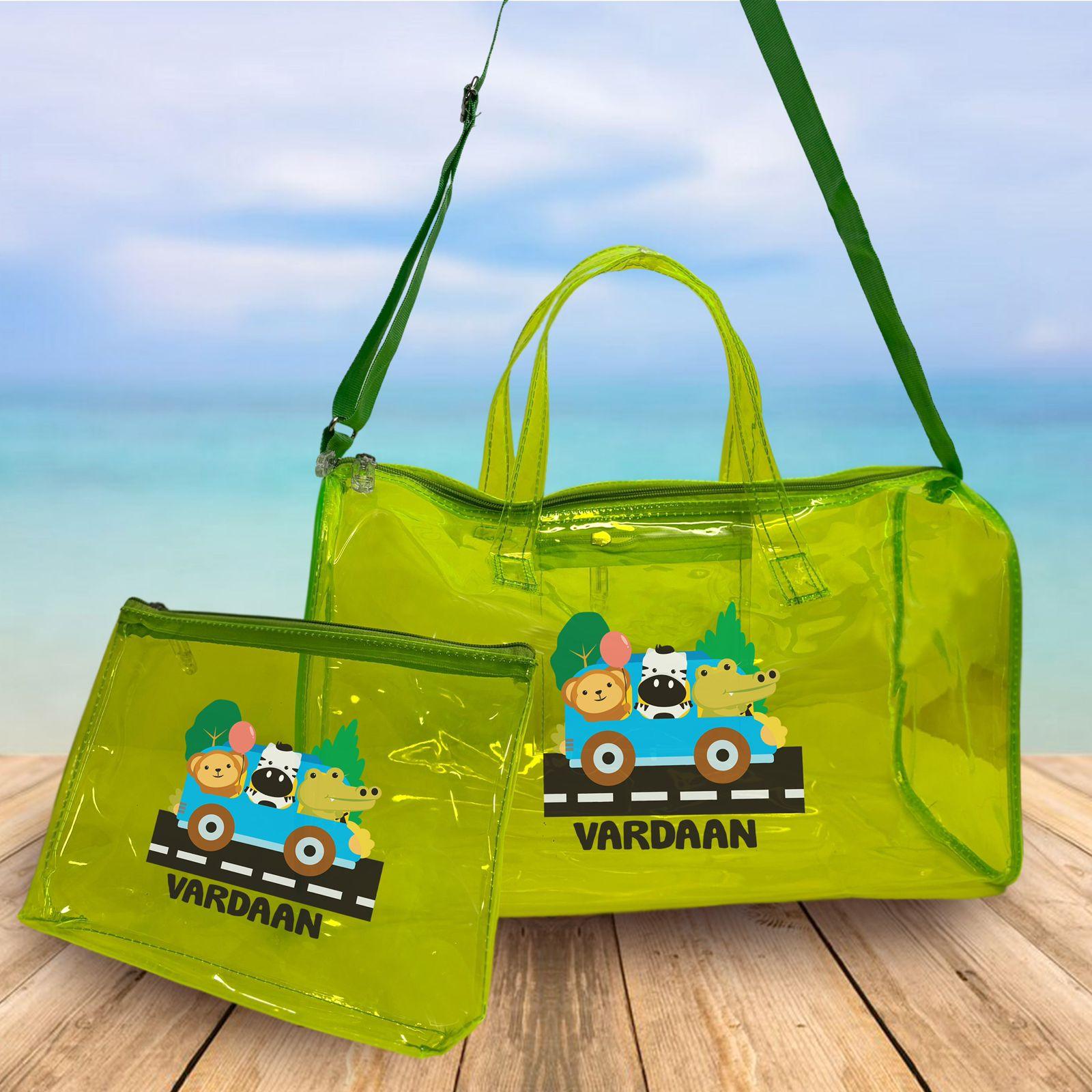 Personalised Kids Jelly Duffle Bags with Pouch Combo - Green RETURN GIFTS PRETTY UR PARTY Personalised Kids Jelly Duffle Bags with Pouch Combo - Green RETURN GIFTS PRETTY UR PARTY