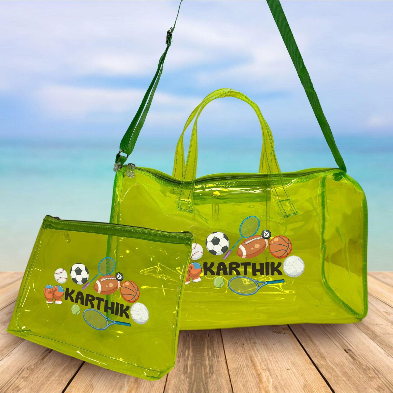 Personalised Kids Jelly Duffle Bags with Pouch Combo - Green RETURN GIFTS PRETTY UR PARTY Personalised Kids Jelly Duffle Bags with Pouch Combo - Green RETURN GIFTS PRETTY UR PARTY
