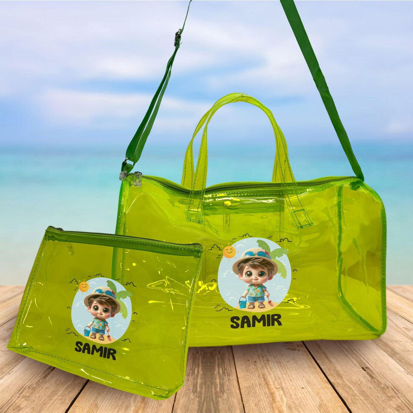 Personalised Kids Jelly Duffle Bags with Pouch Combo - Green RETURN GIFTS PRETTY UR PARTY Personalised Kids Jelly Duffle Bags with Pouch Combo - Green RETURN GIFTS PRETTY UR PARTY