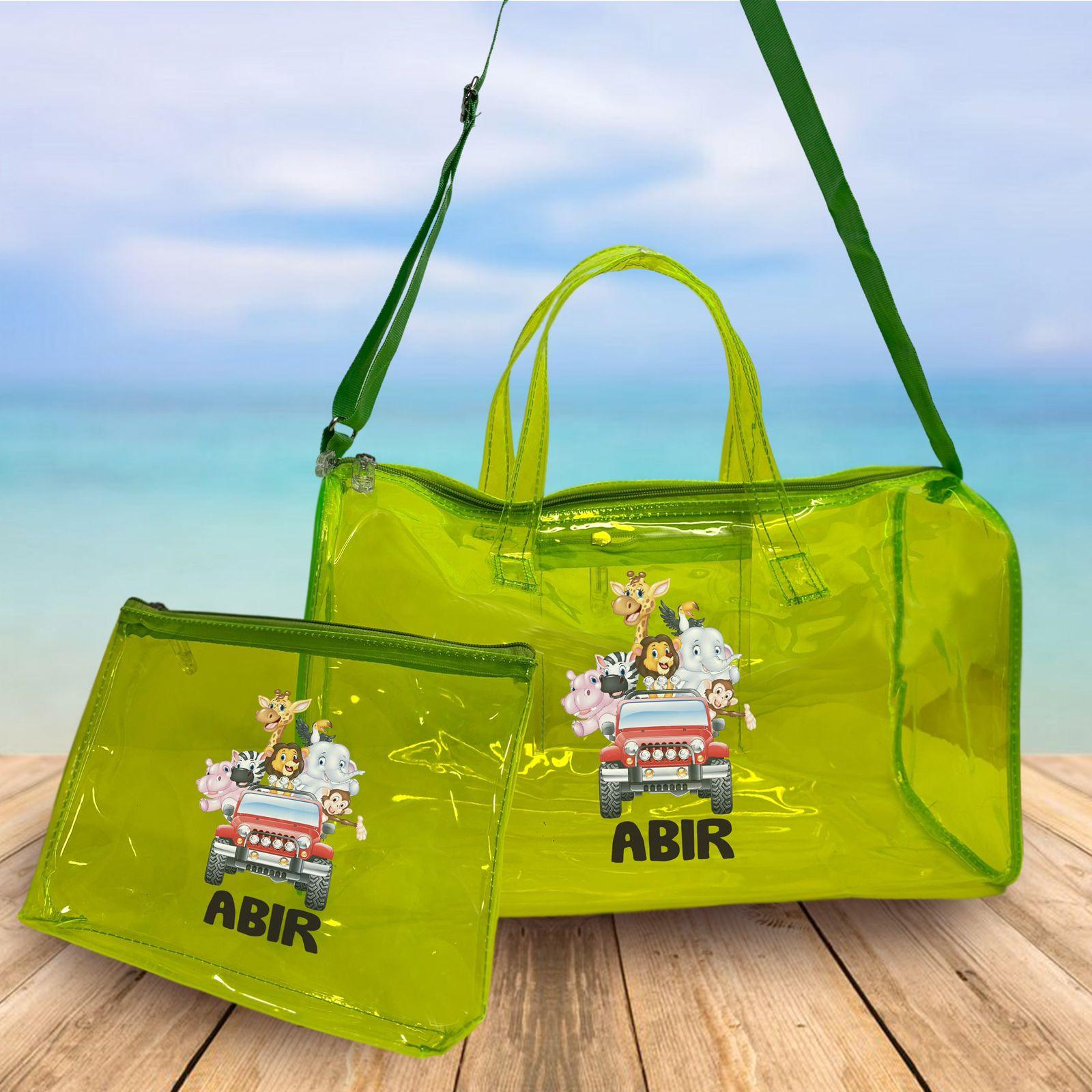 Personalised Kids Jelly Duffle Bags with Pouch Combo - Green RETURN GIFTS PRETTY UR PARTY Personalised Kids Jelly Duffle Bags with Pouch Combo - Green RETURN GIFTS PRETTY UR PARTY