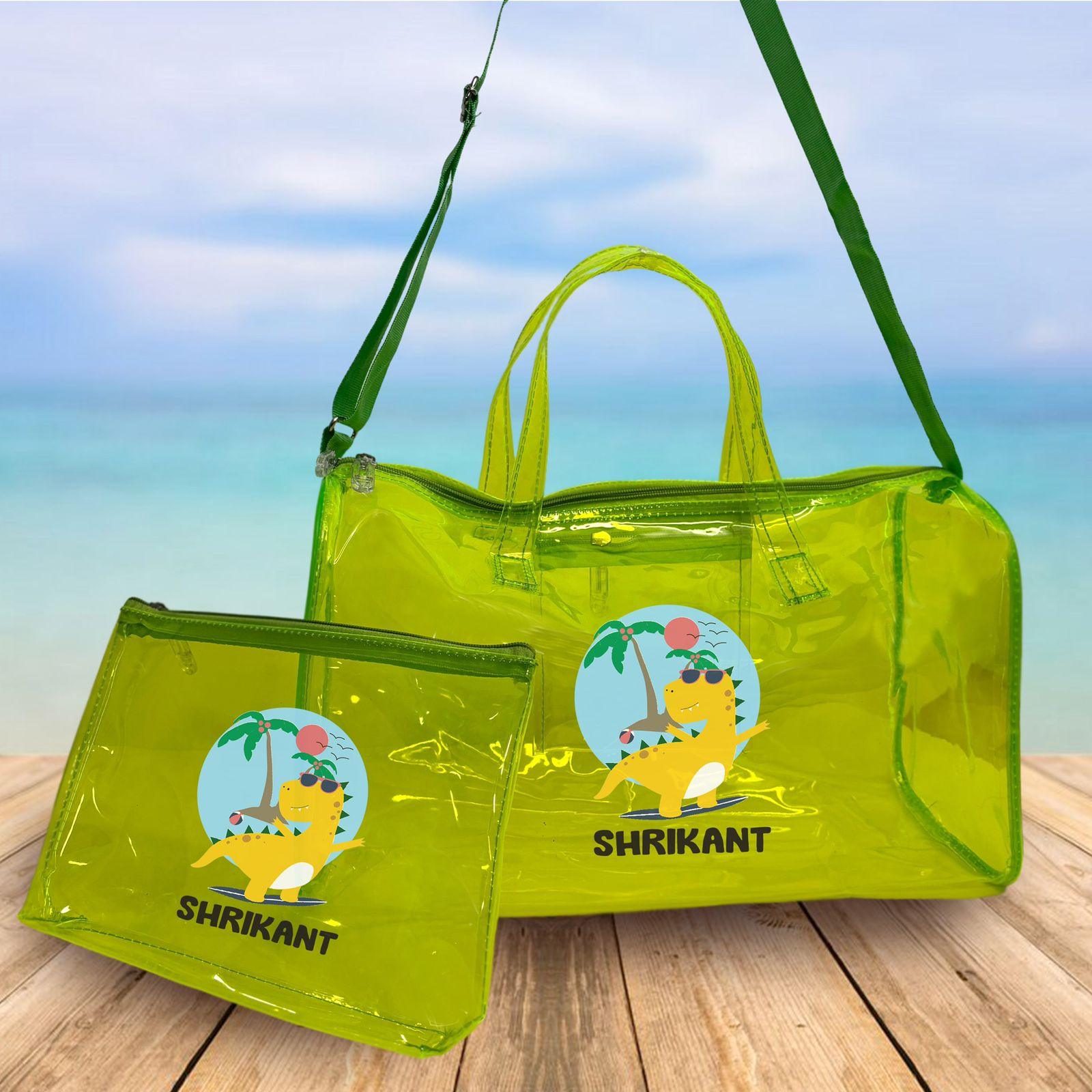Personalised Kids Jelly Duffle Bags with Pouch Combo - Green RETURN GIFTS PRETTY UR PARTY Personalised Kids Jelly Duffle Bags with Pouch Combo - Green RETURN GIFTS PRETTY UR PARTY