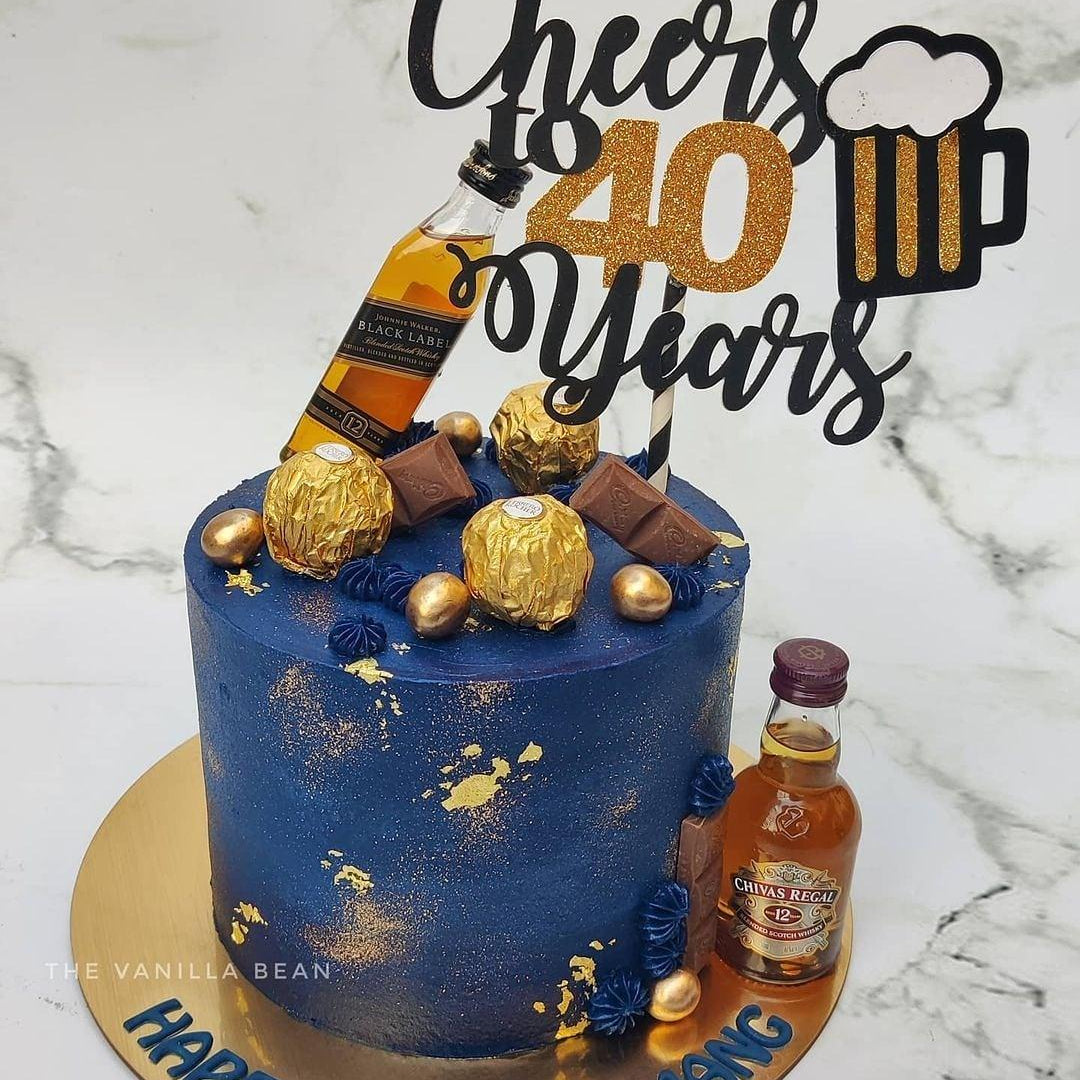 Cheers to 40 Years Cake Topper HANDCRAFTED Pretty UR Party