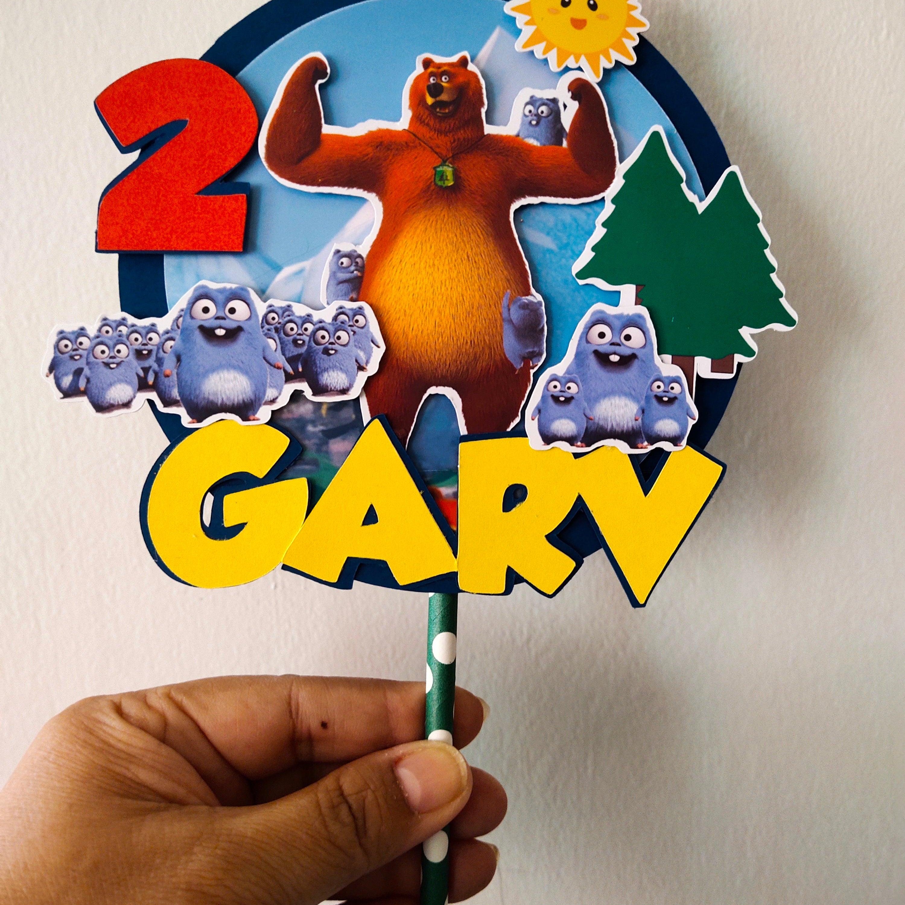 Personalised Grizzy and the Lemmings Cake Topper HANDCRAFTED Pretty UR Party